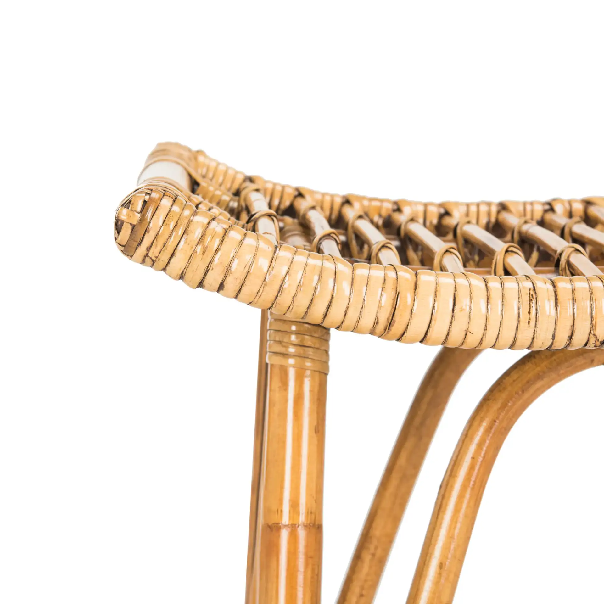 Leda Rattan Counter Stool in Brown in a styled room