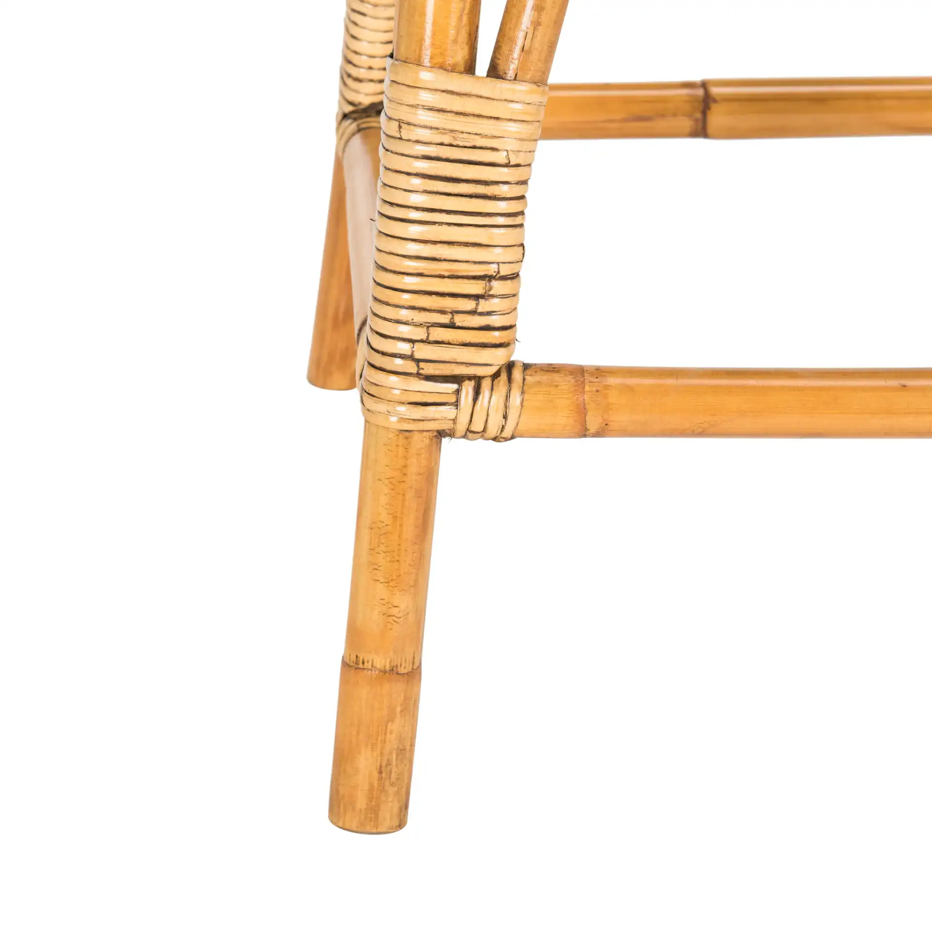 Leda Rattan Counter Stool in Brown, detail view