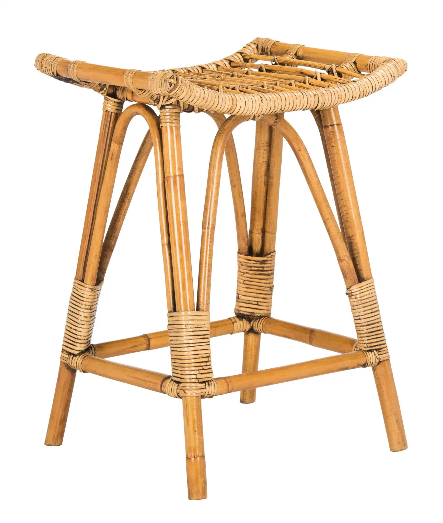 Leda Rattan Counter Stool in Brown