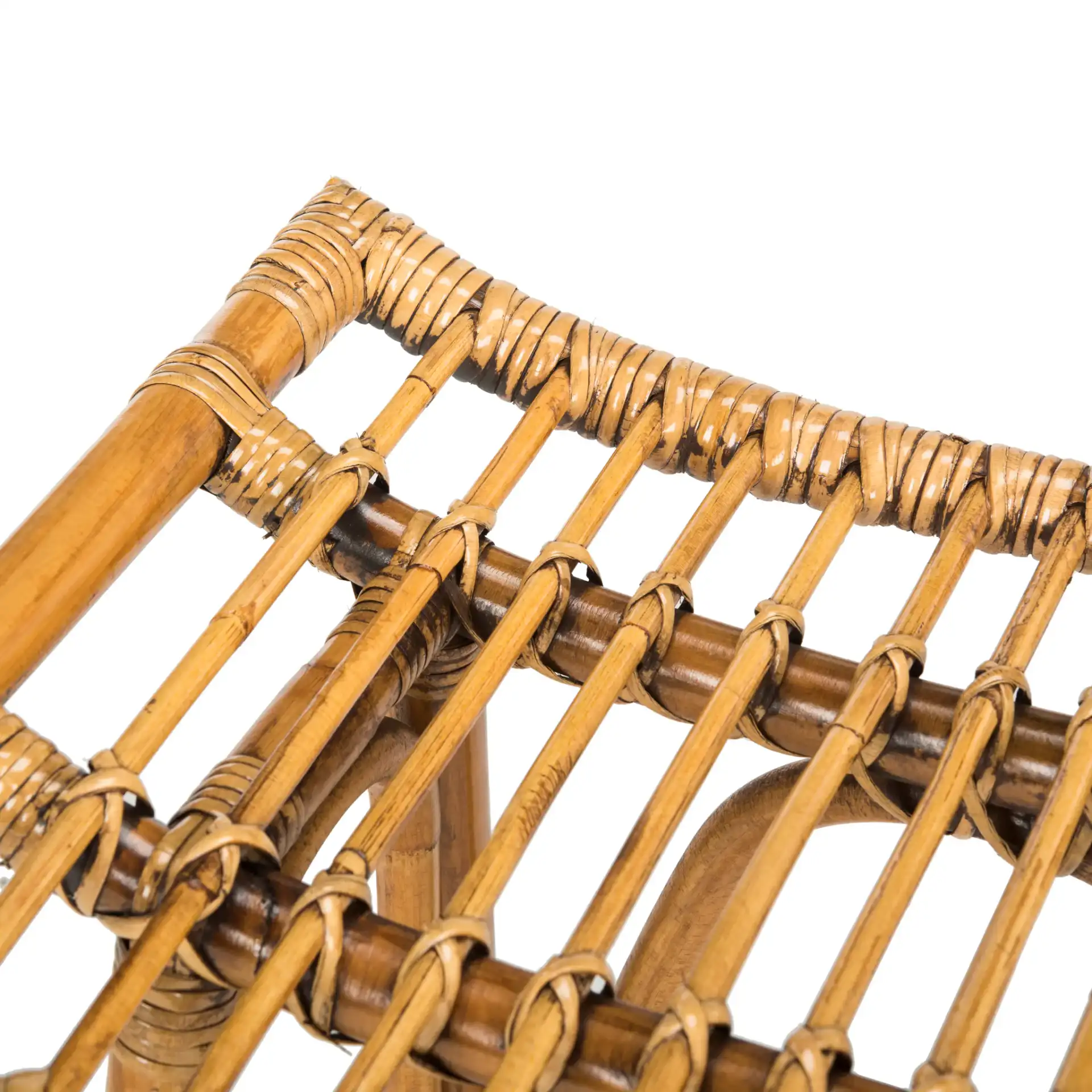 Leda Rattan Counter Stool in Brown, detail view