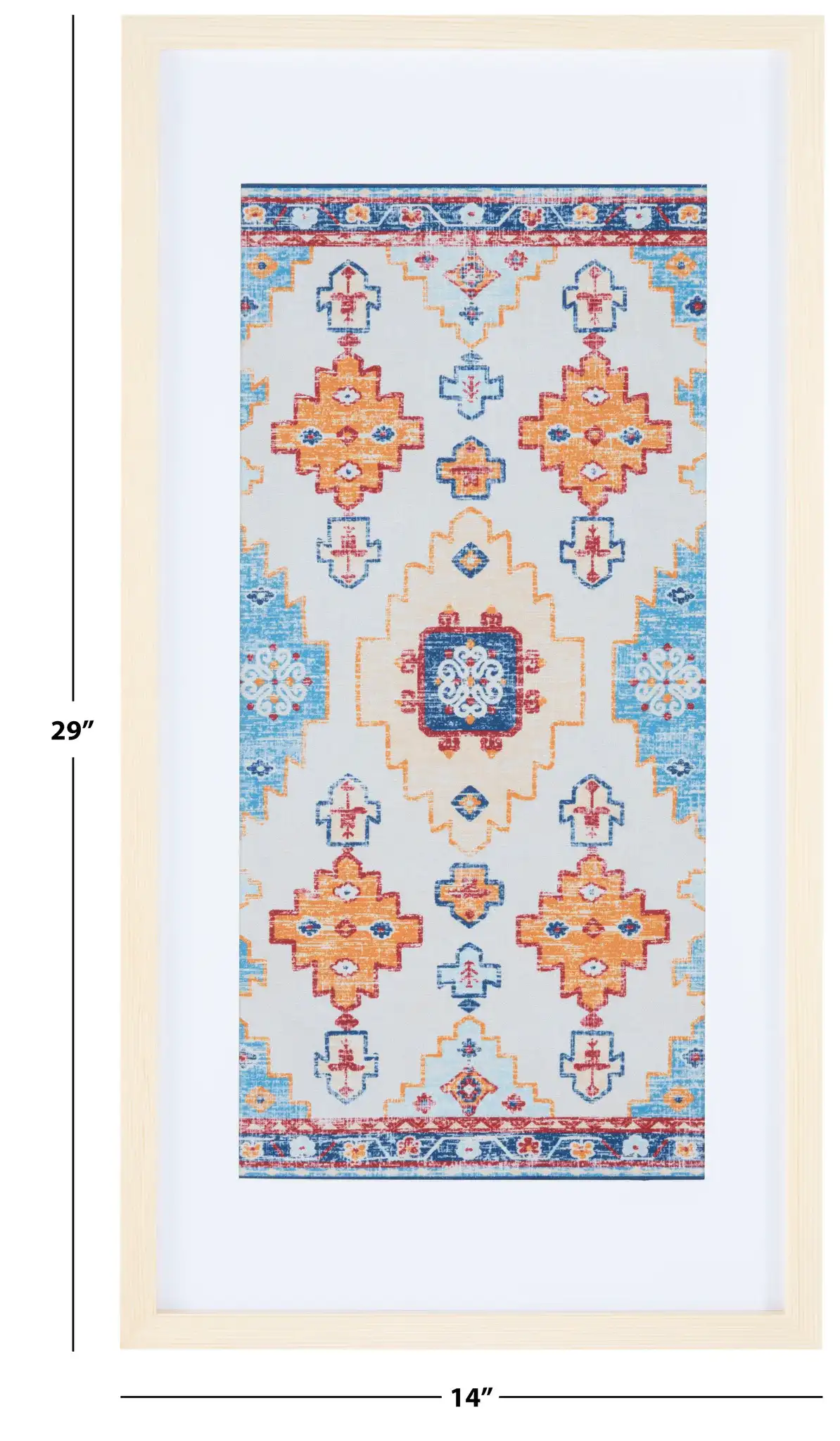 Sumia 29X14 Framed Textile Art in Blue / Orange, detail view
