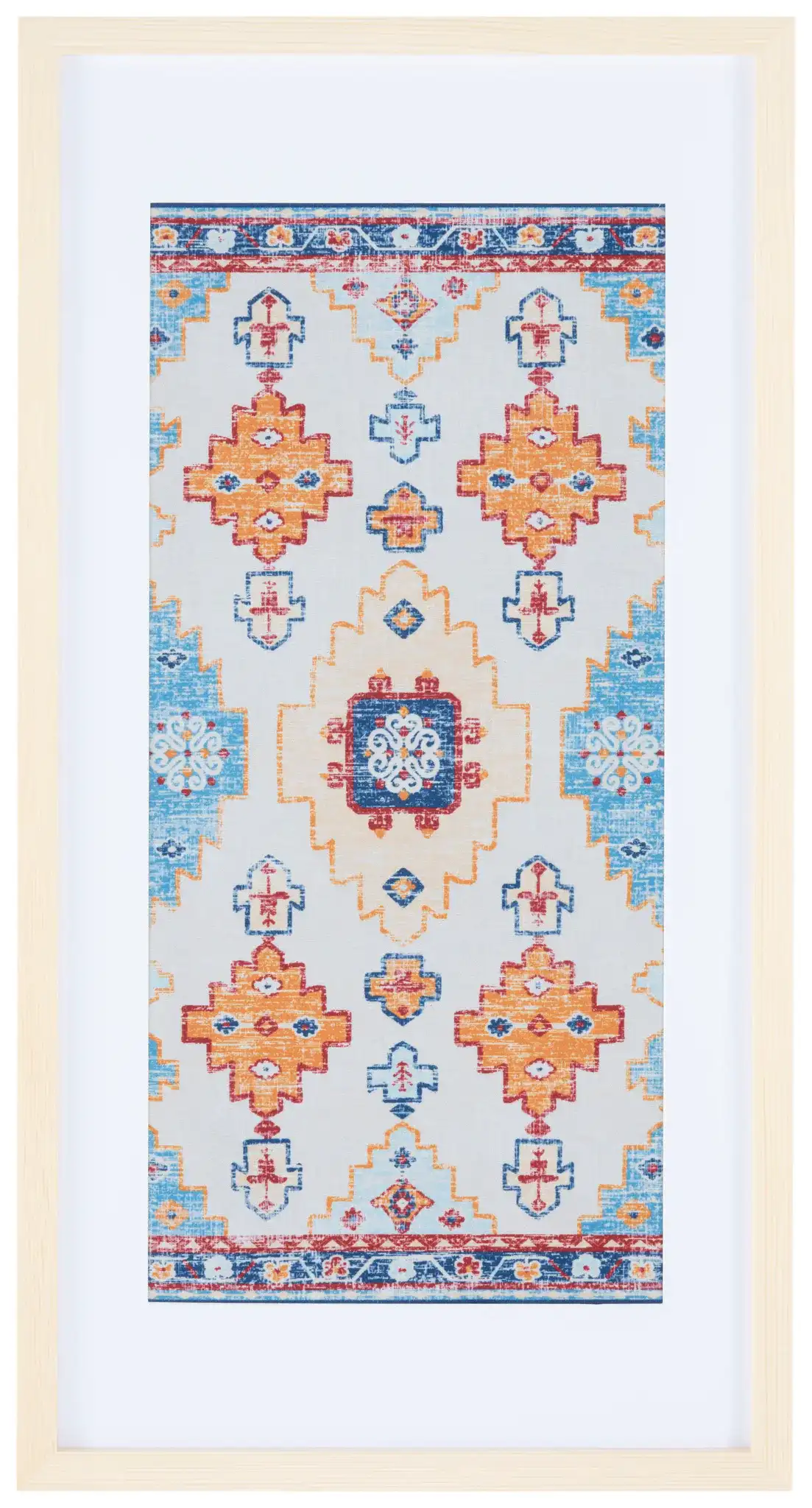 Sumia 29X14 Framed Textile Art in Blue / Orange