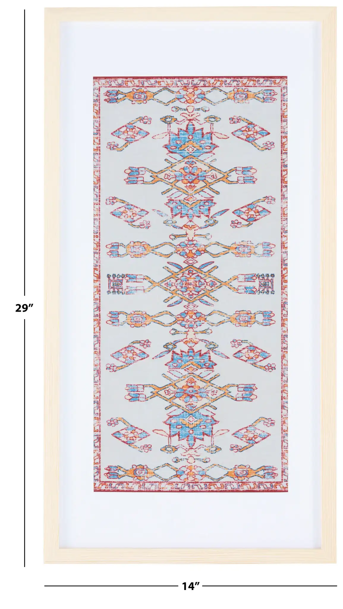 Khadijah Framed Textile in Blue / Orange, detail view