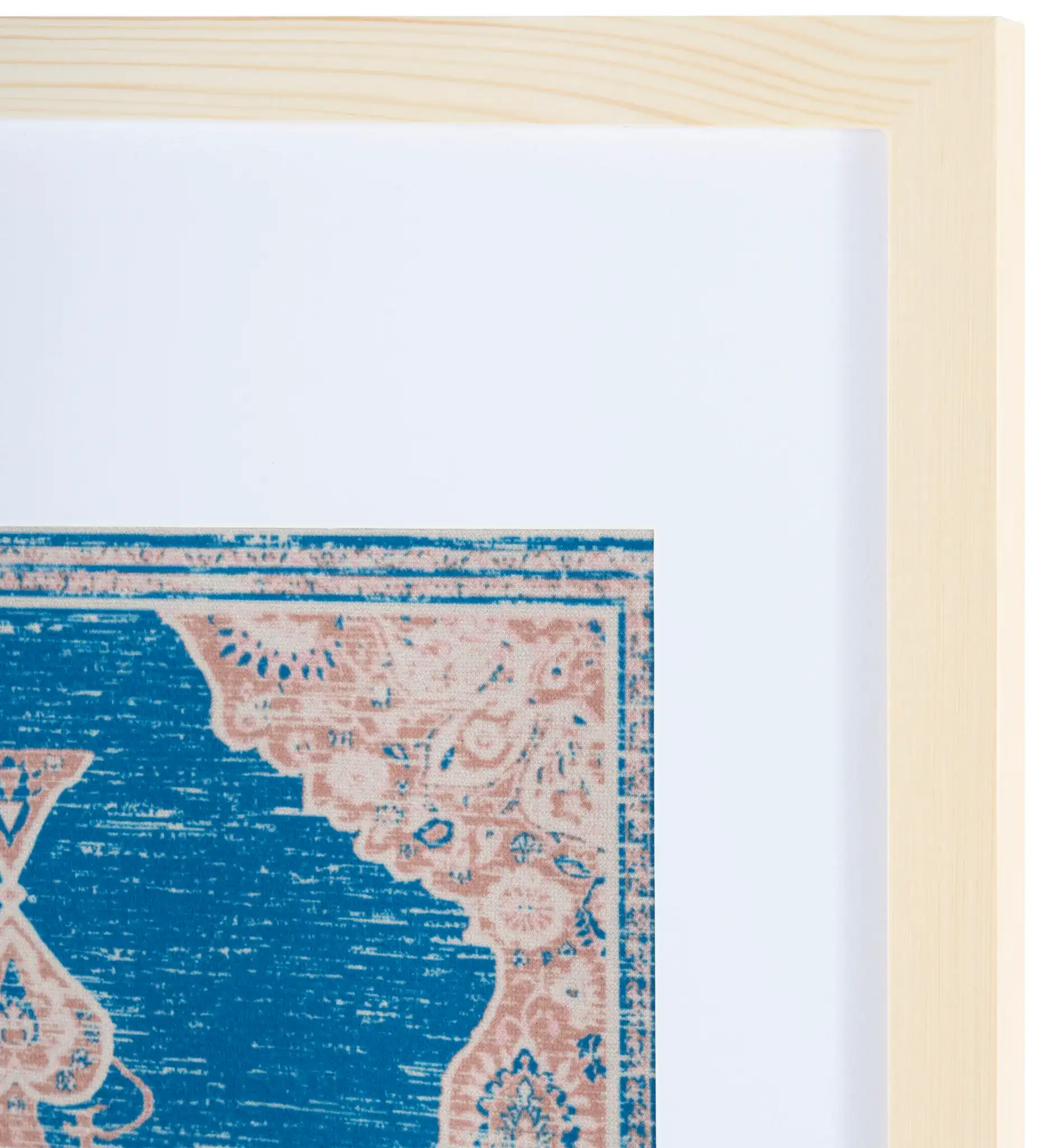 Chartrelle Framed Textile in Blue / Pink in a styled room