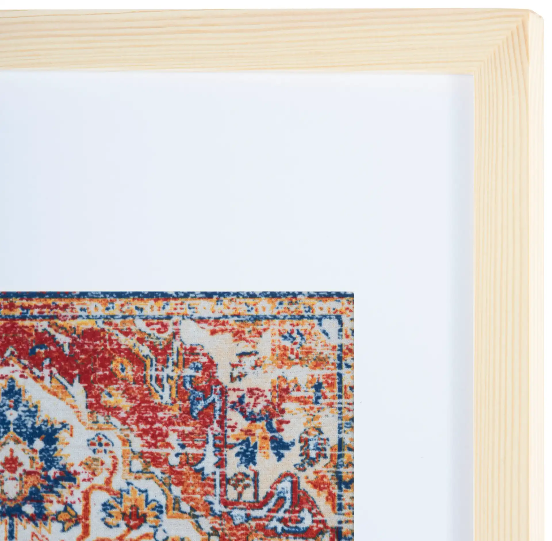 Lonqu Framed Textile Art in Red / Navy Blue in a styled room