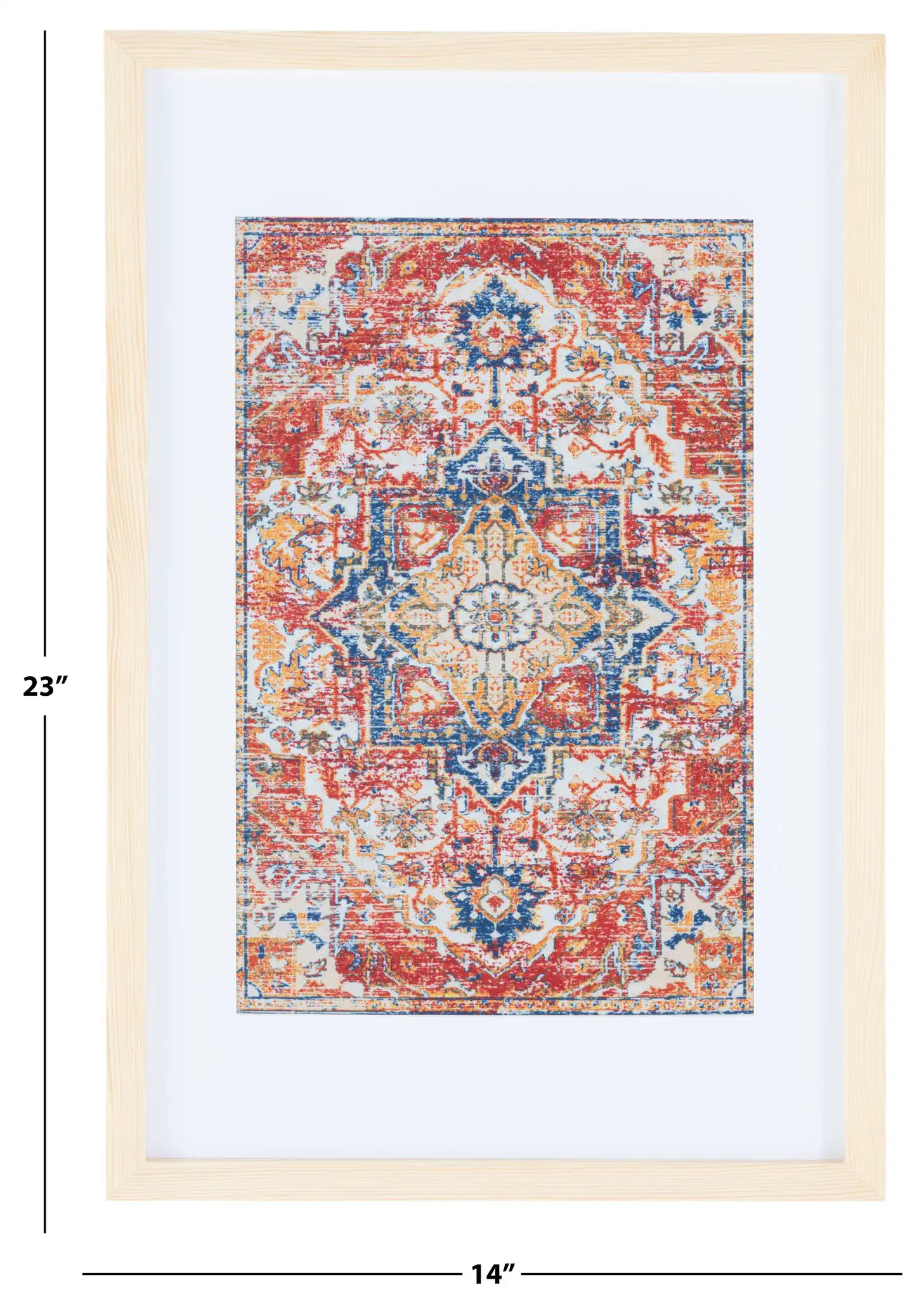 Lonqu Framed Textile Art in Red / Navy Blue, detail view