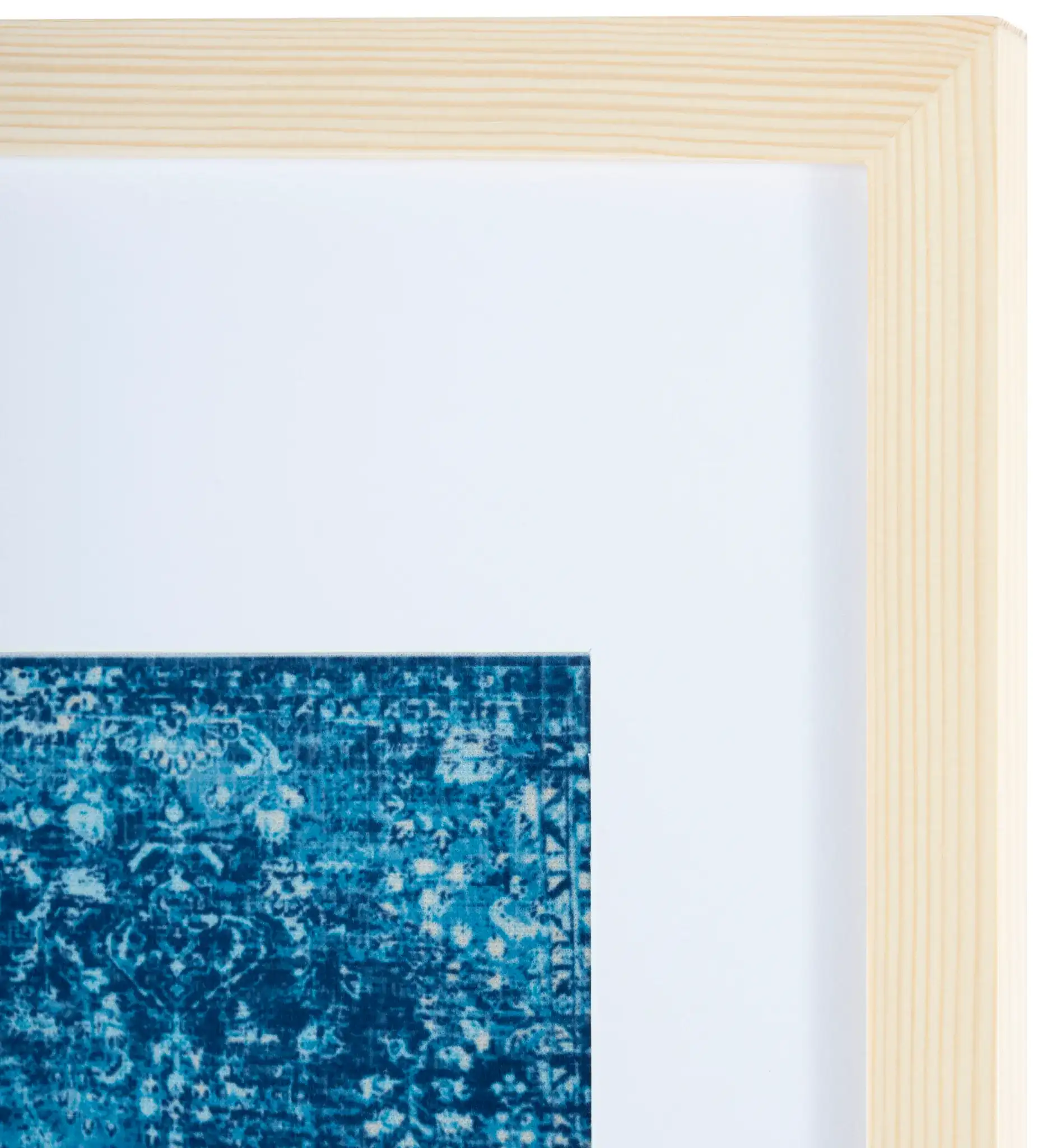 Demitri Framed Textile in Blue in a styled room
