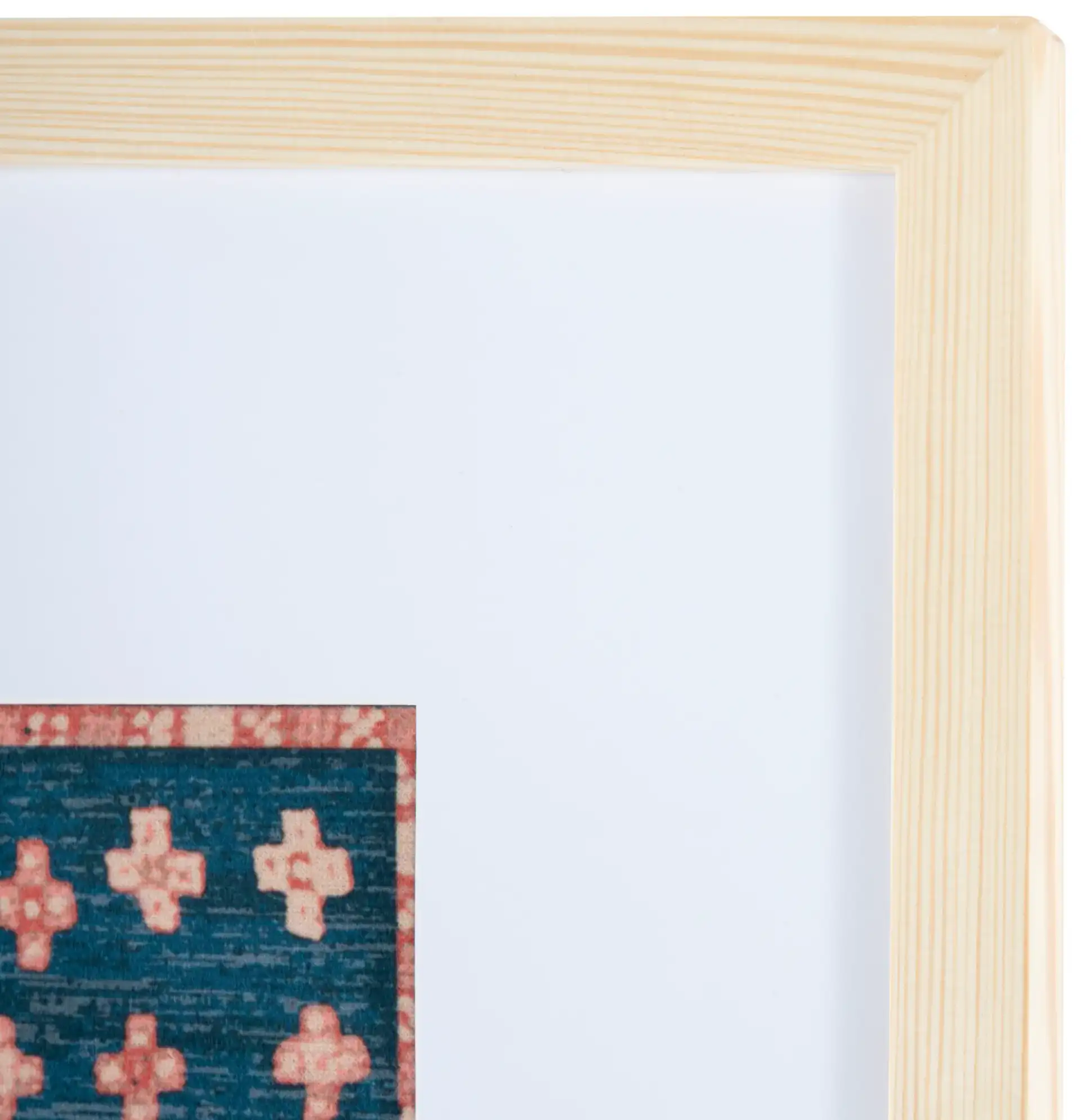 Hattori Framed Textile in Navy Blue / Orange in a styled room