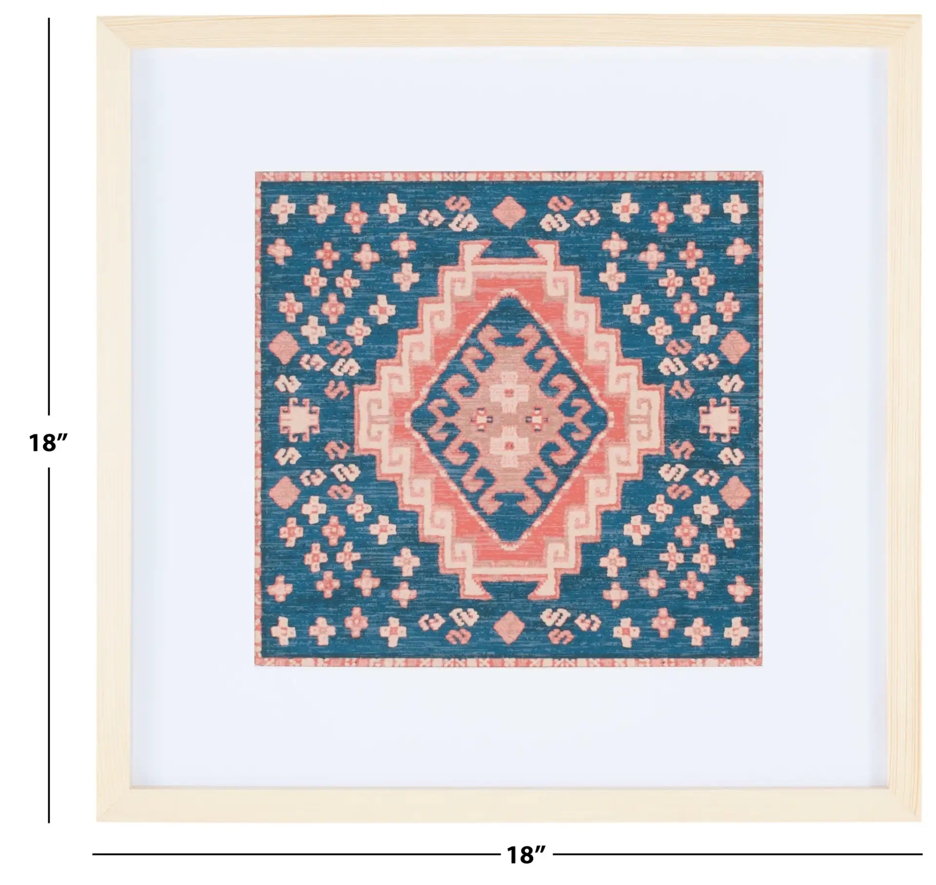 Hattori Framed Textile in Navy Blue / Orange, detail view