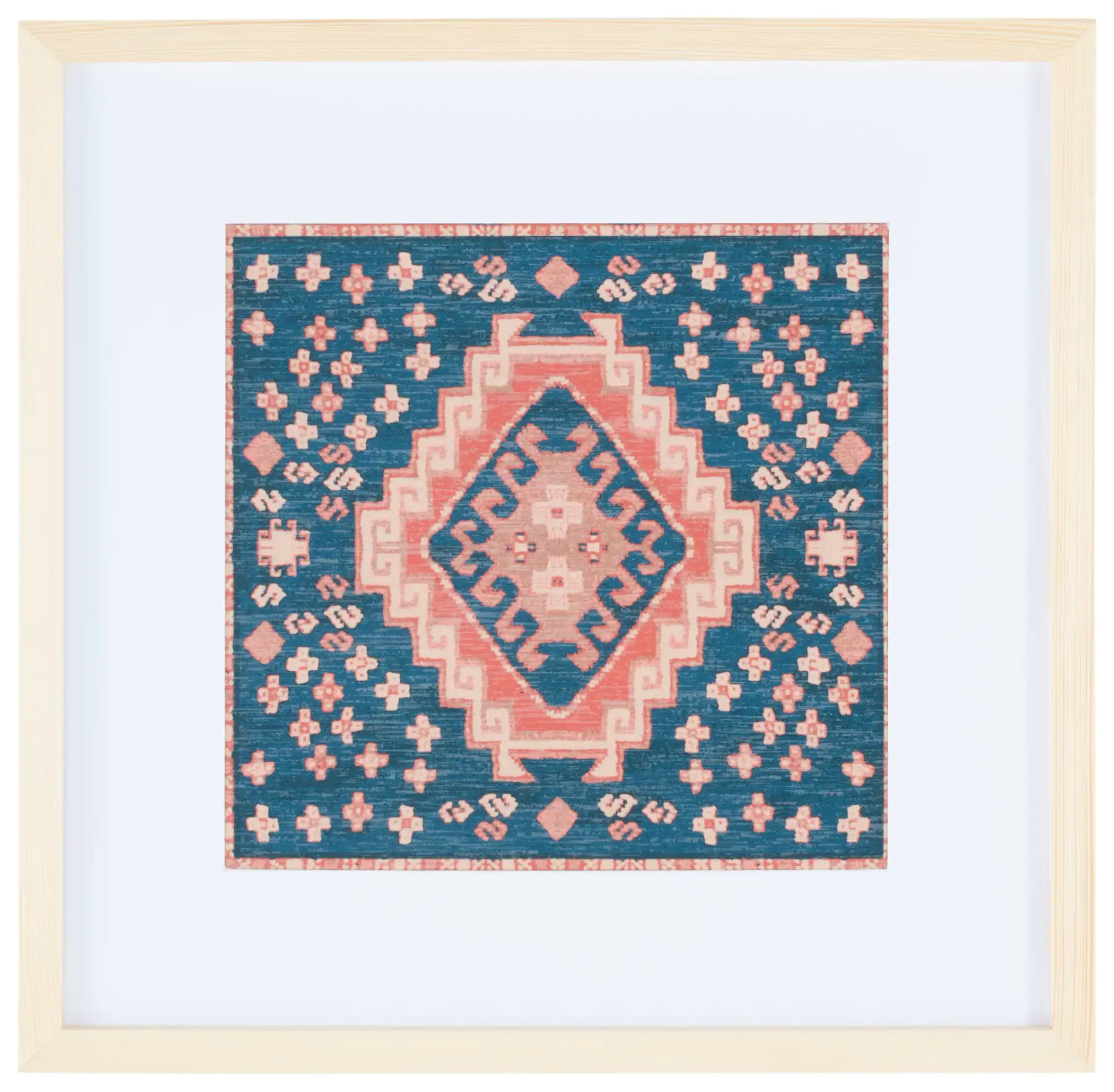 Hattori Framed Textile in Navy Blue / Orange