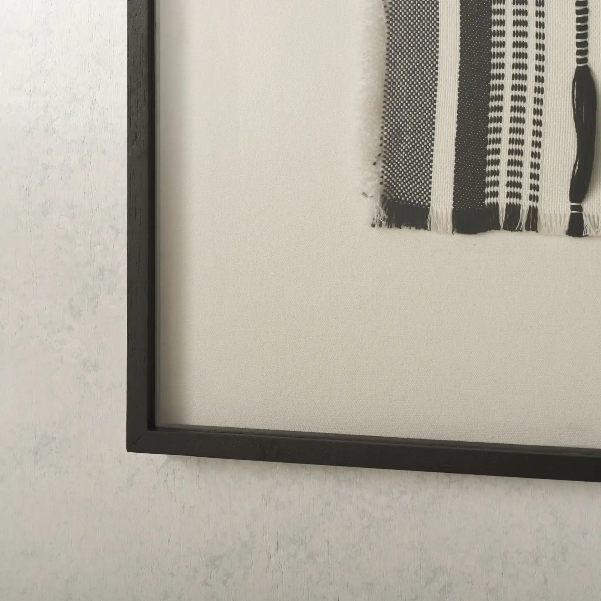 Wona Textile Art in Black in a styled room