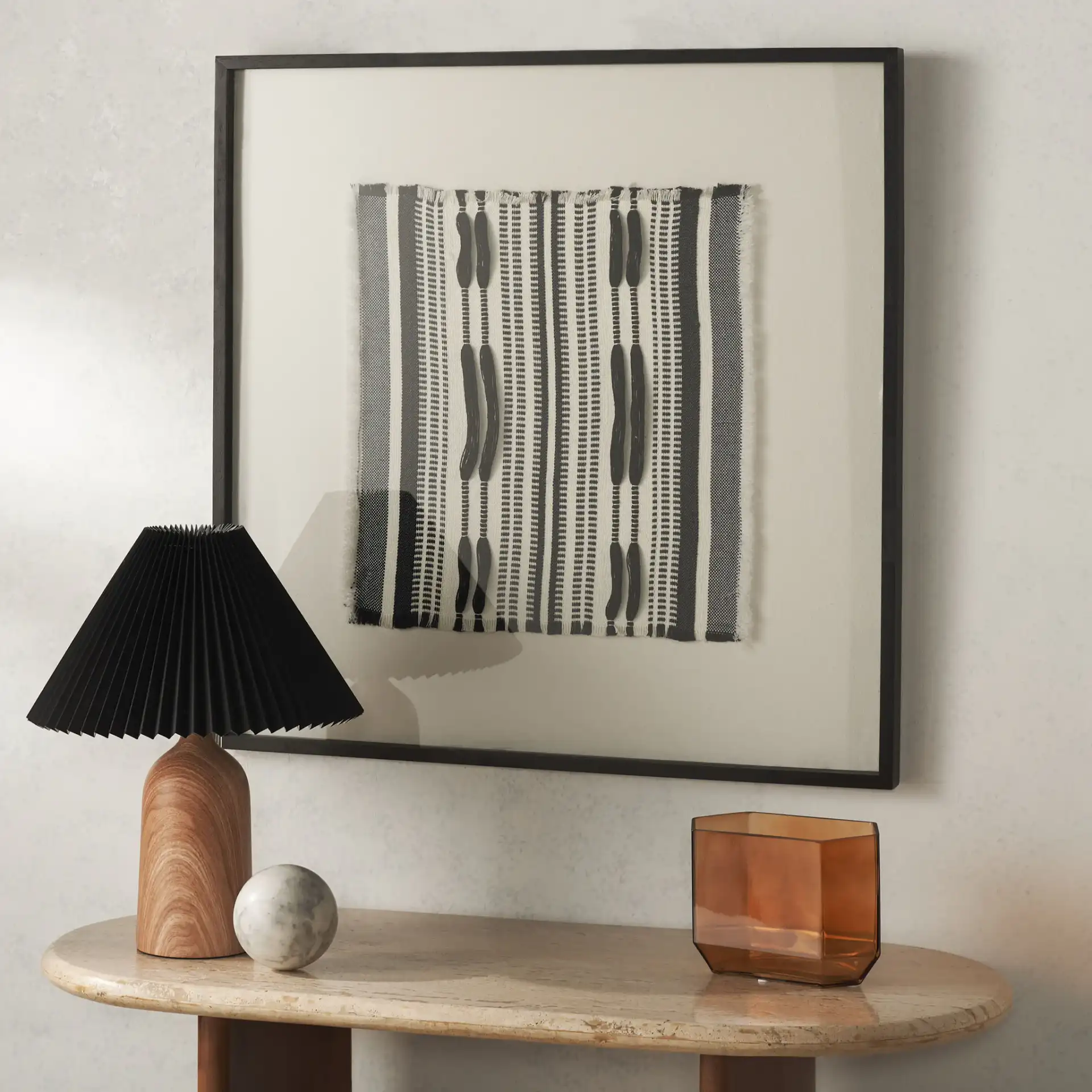 Wona Textile Art in Black in a styled room
