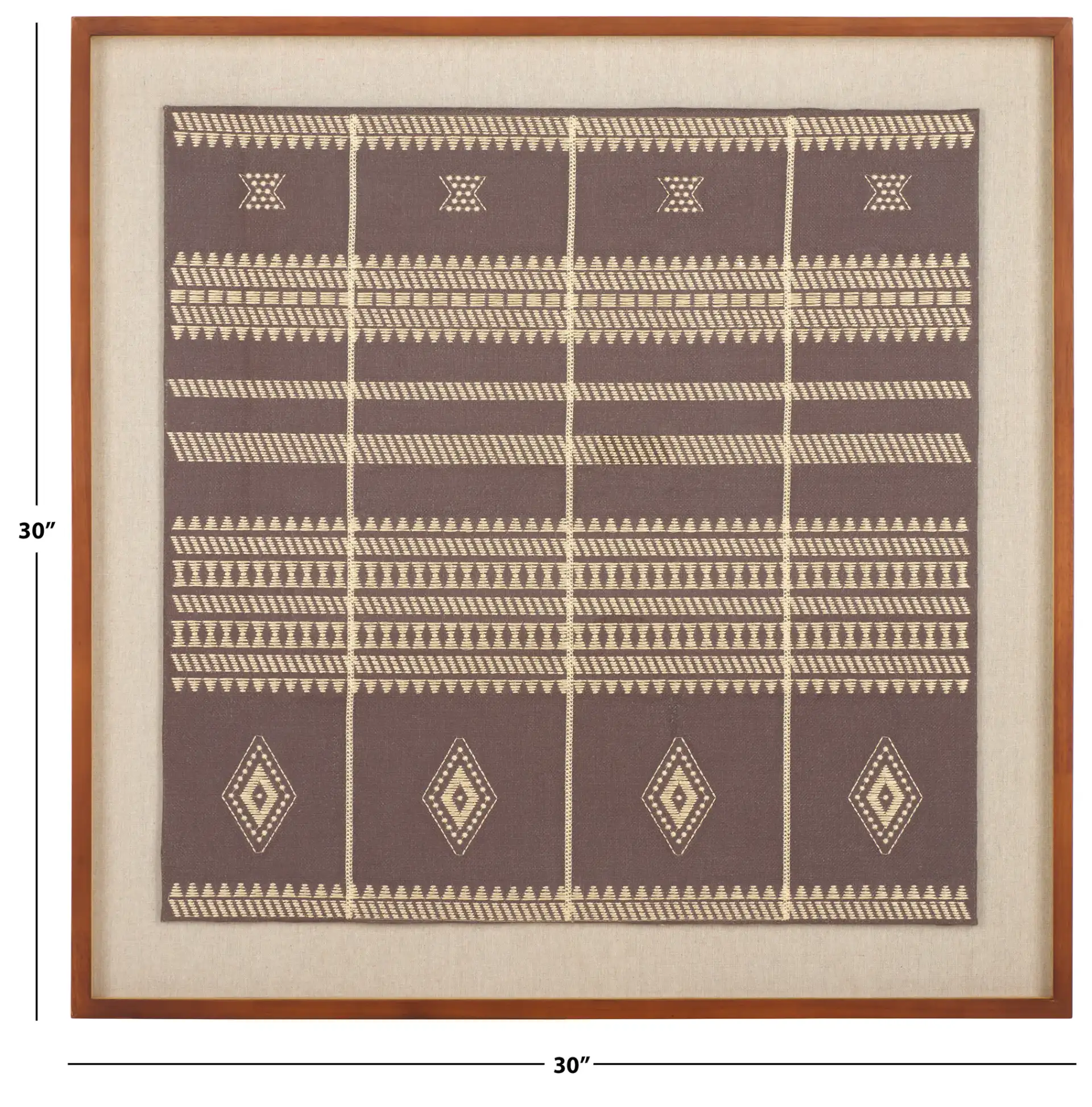 Zarra Textile Art in Brown, detail view