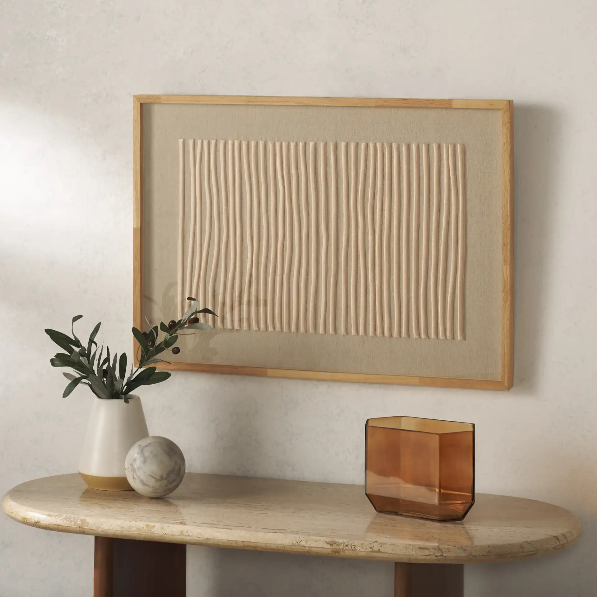 Kai Embroidery Art in Natural in a styled room