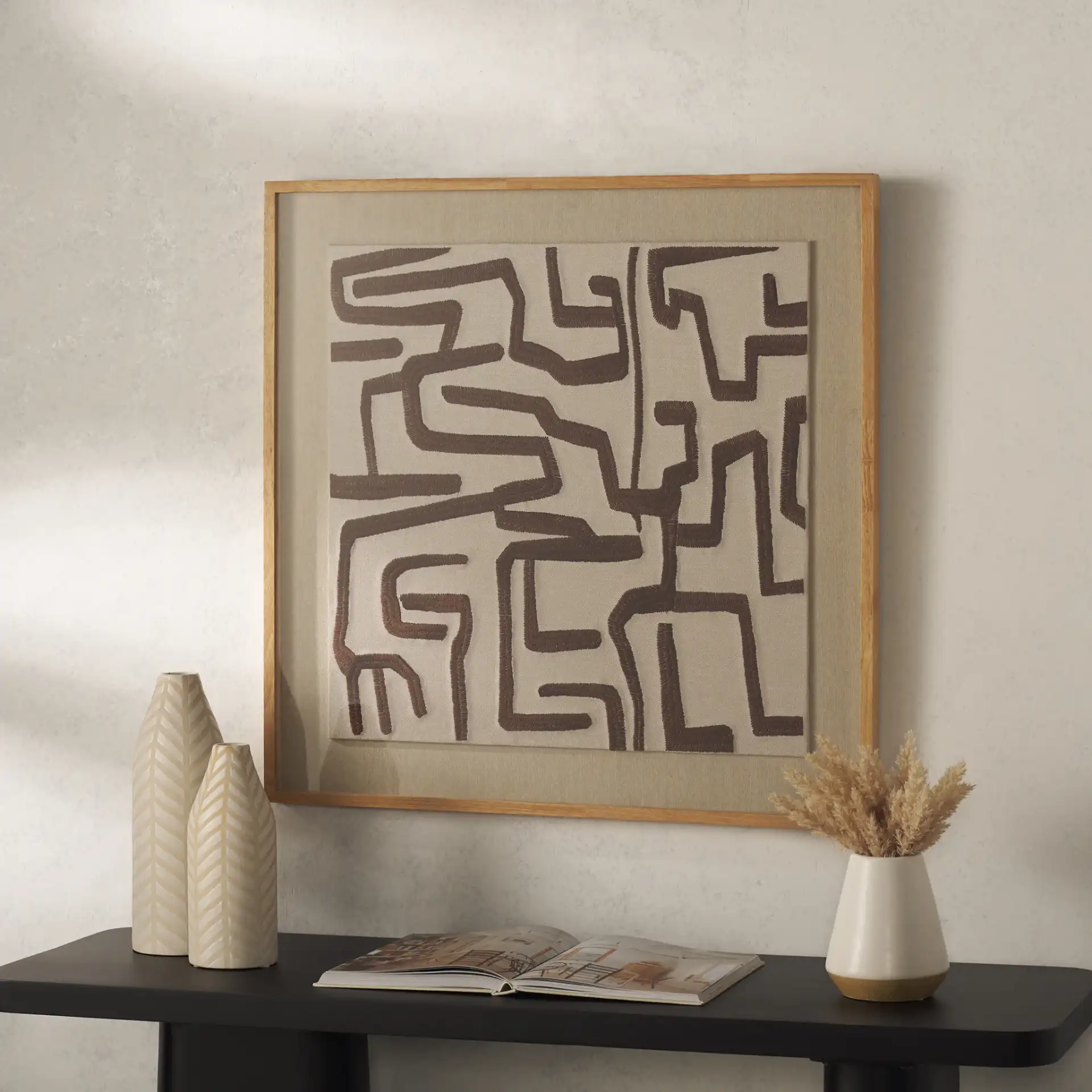 Tari Textile Art in Natural in a styled room