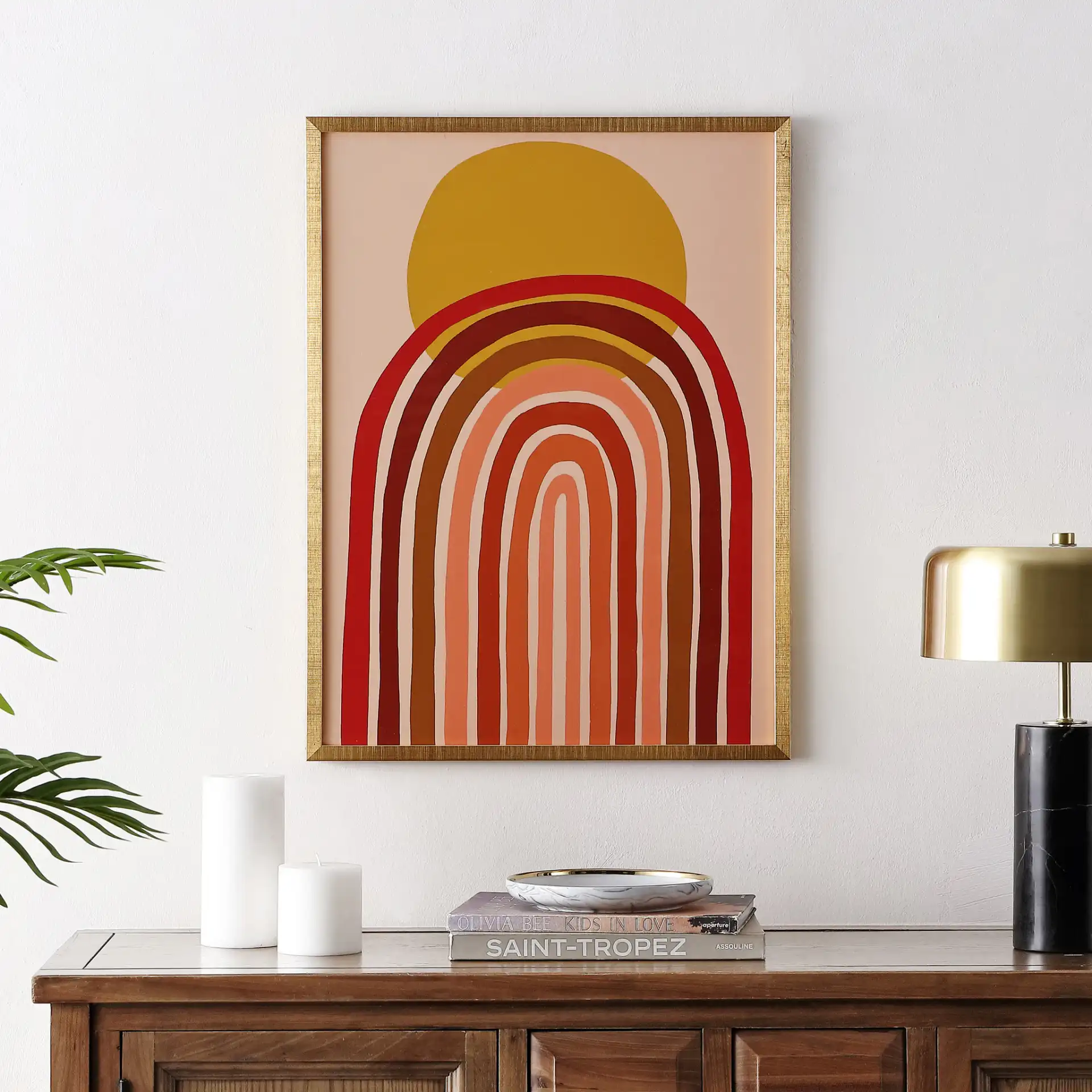 Here Comes The Sun 18X24" Wla in Pink / Gold in a styled room