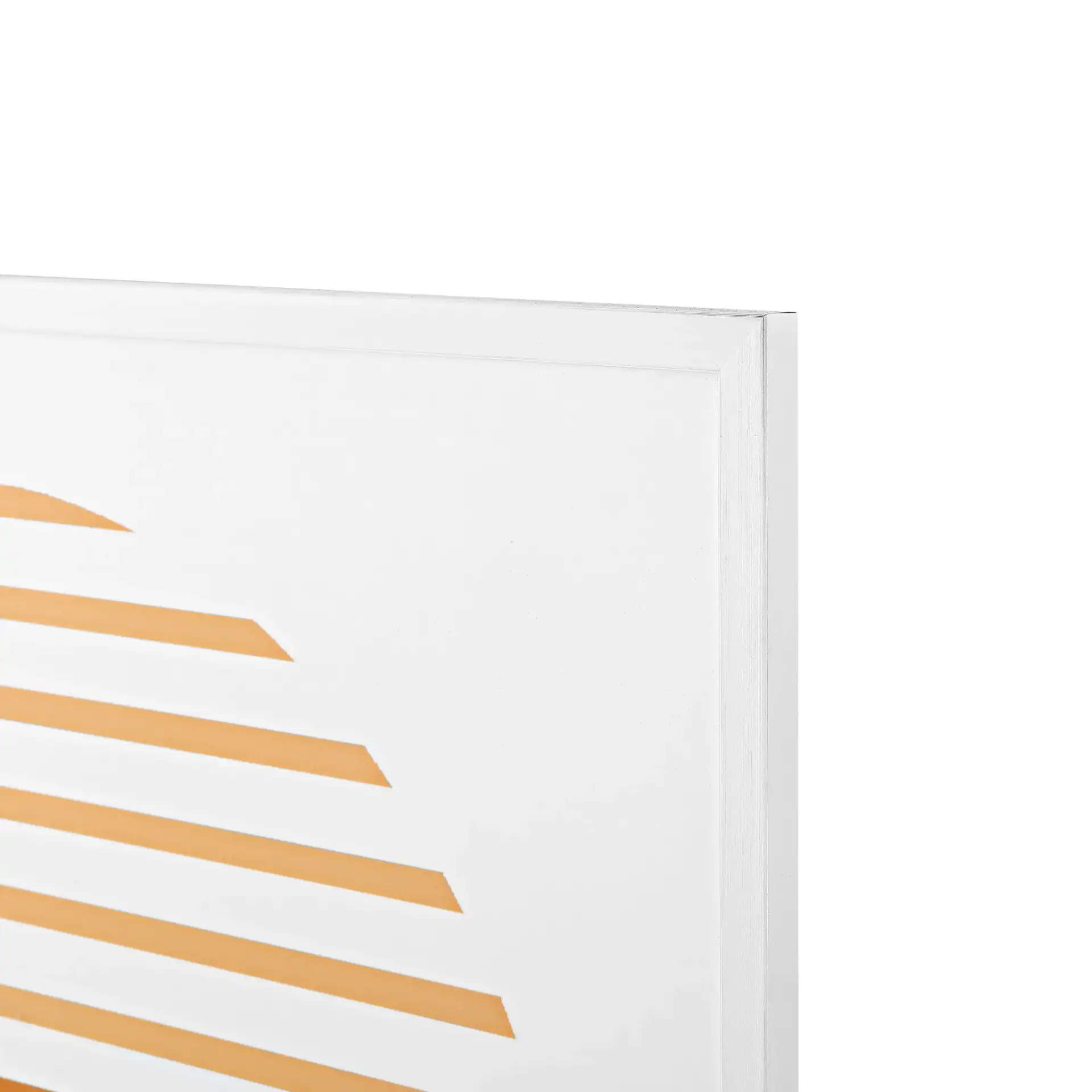 Linear Horizon 24X24" Wall Art in Orange / Ivory in a styled room
