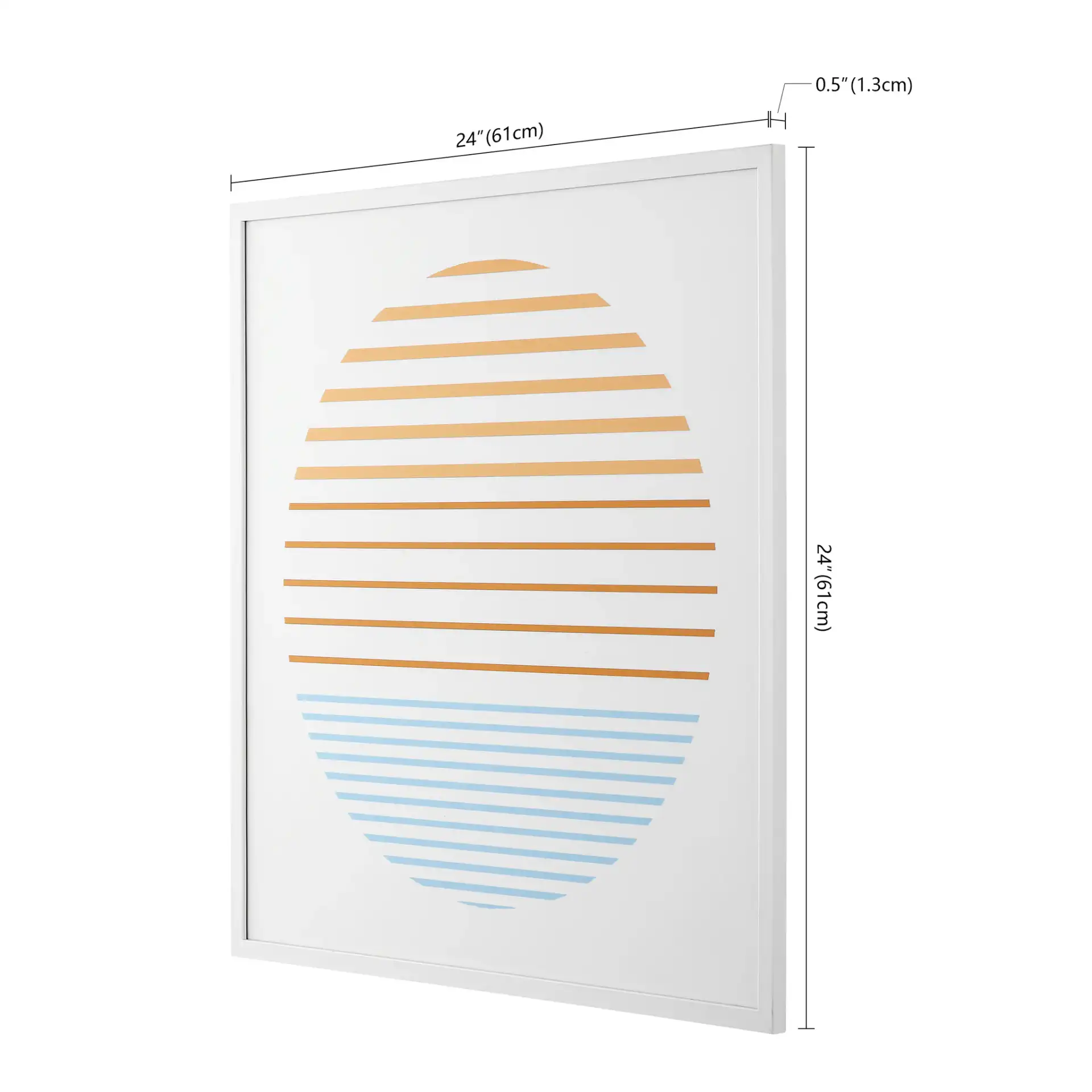 Linear Horizon 24X24" Wall Art in Orange / Ivory, detail view