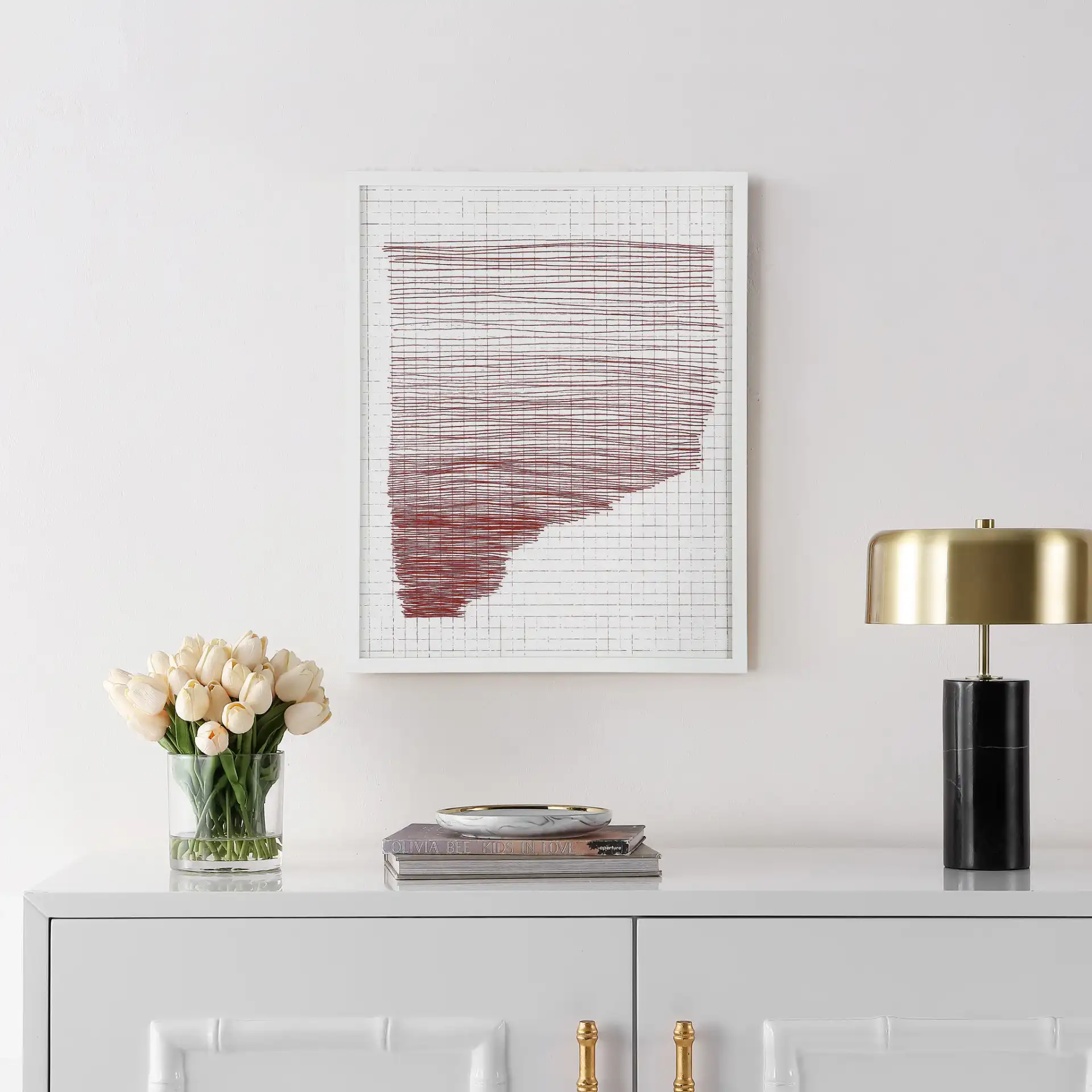Architect'S Daydream 16X16"Wla in Red / Ivory in a styled room