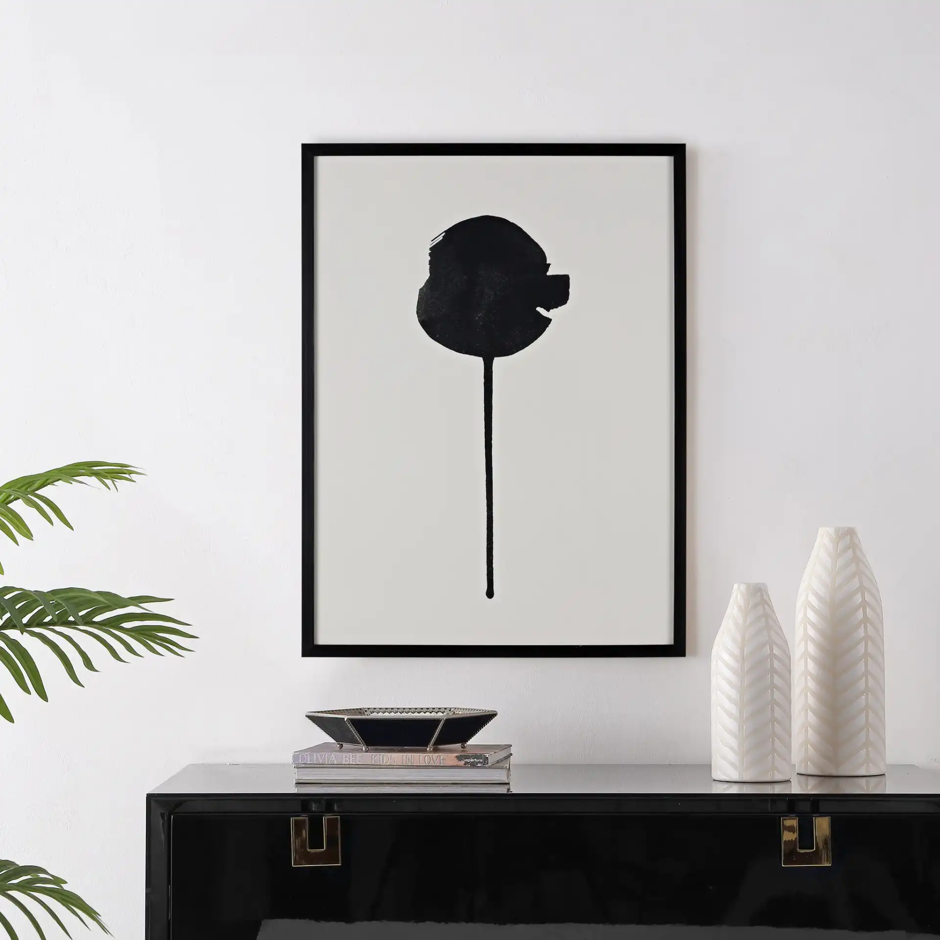 Shadow Of A Dandelion in Black / Antique Ivory in a styled room