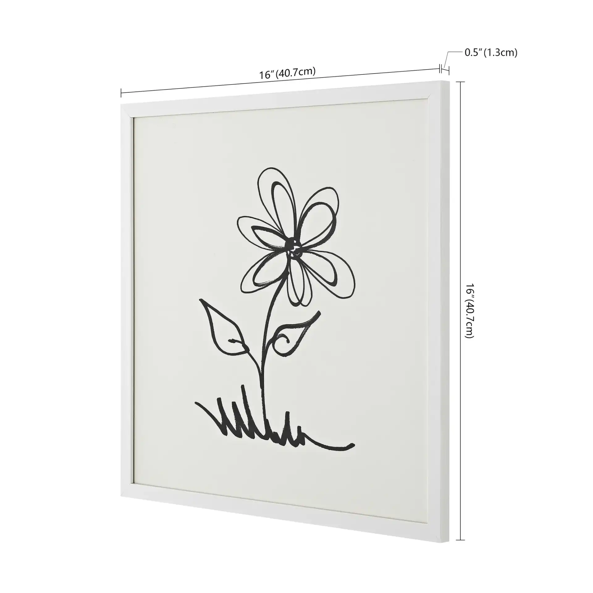 Signed Springtime 16x16" Wall Art in Black / Antique Ivory, detail view