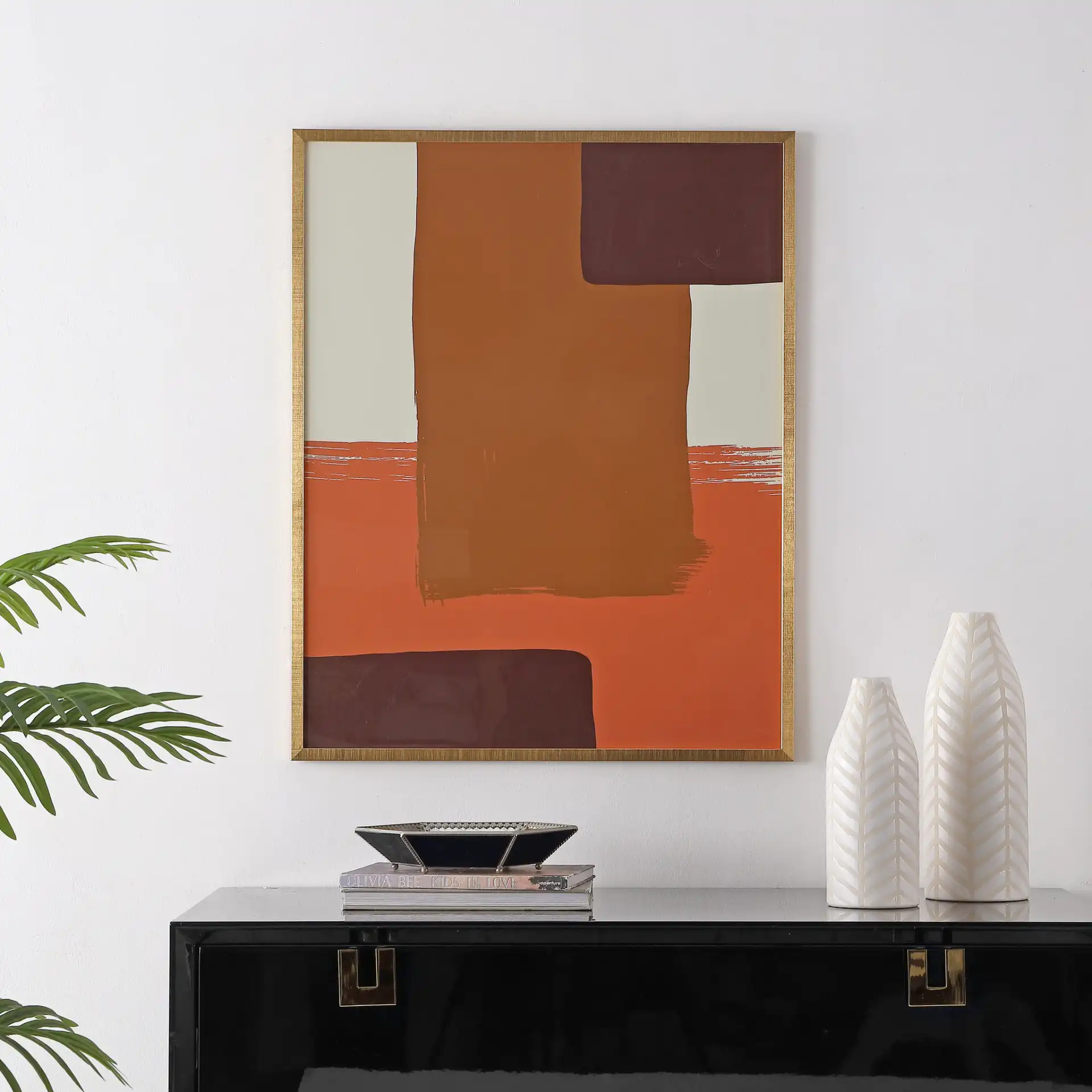 Java Compilation 24X30" Wla in Salmon / Golden Brown in a styled room