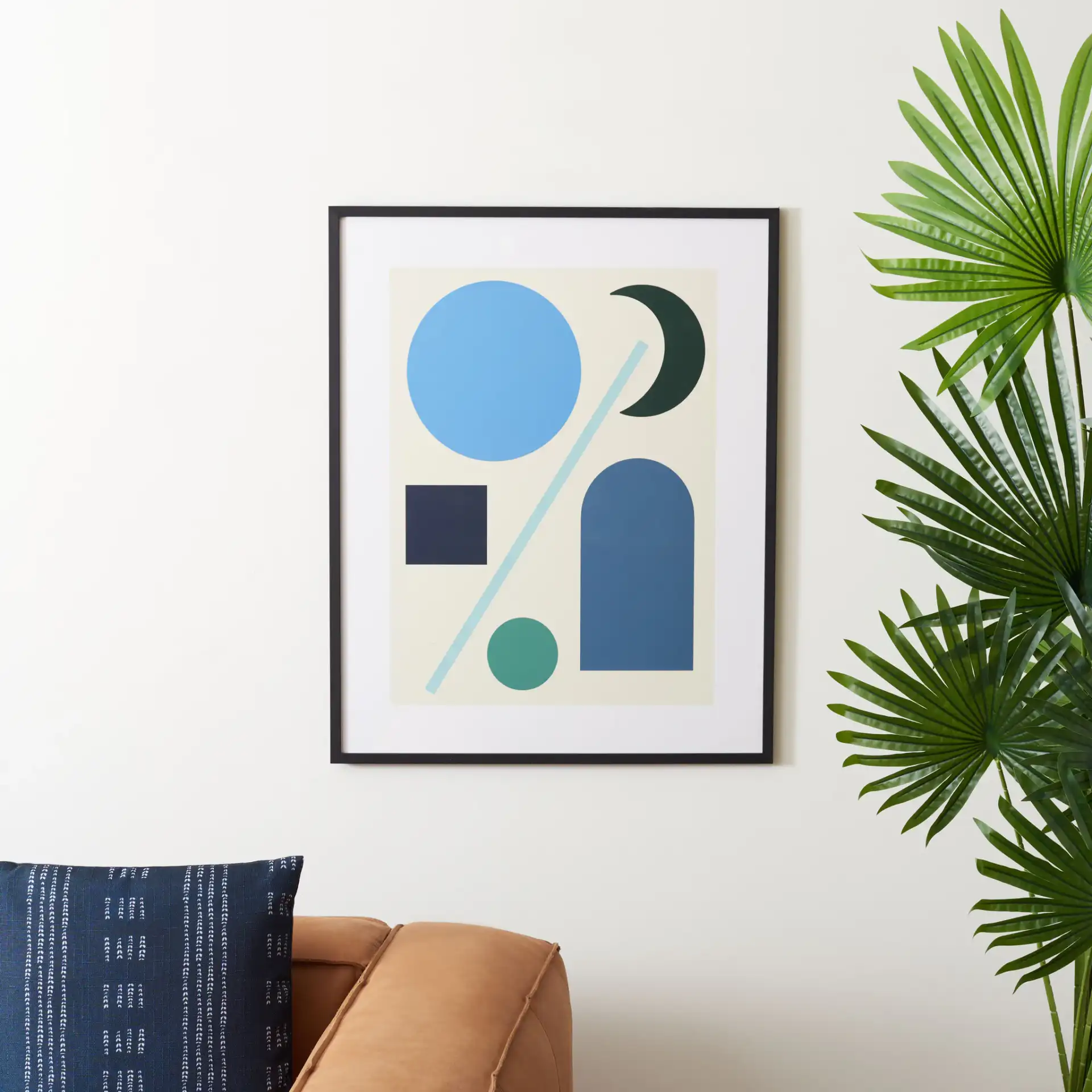 Tranquil Nights Wall Art in Ivory / Blue in a styled room