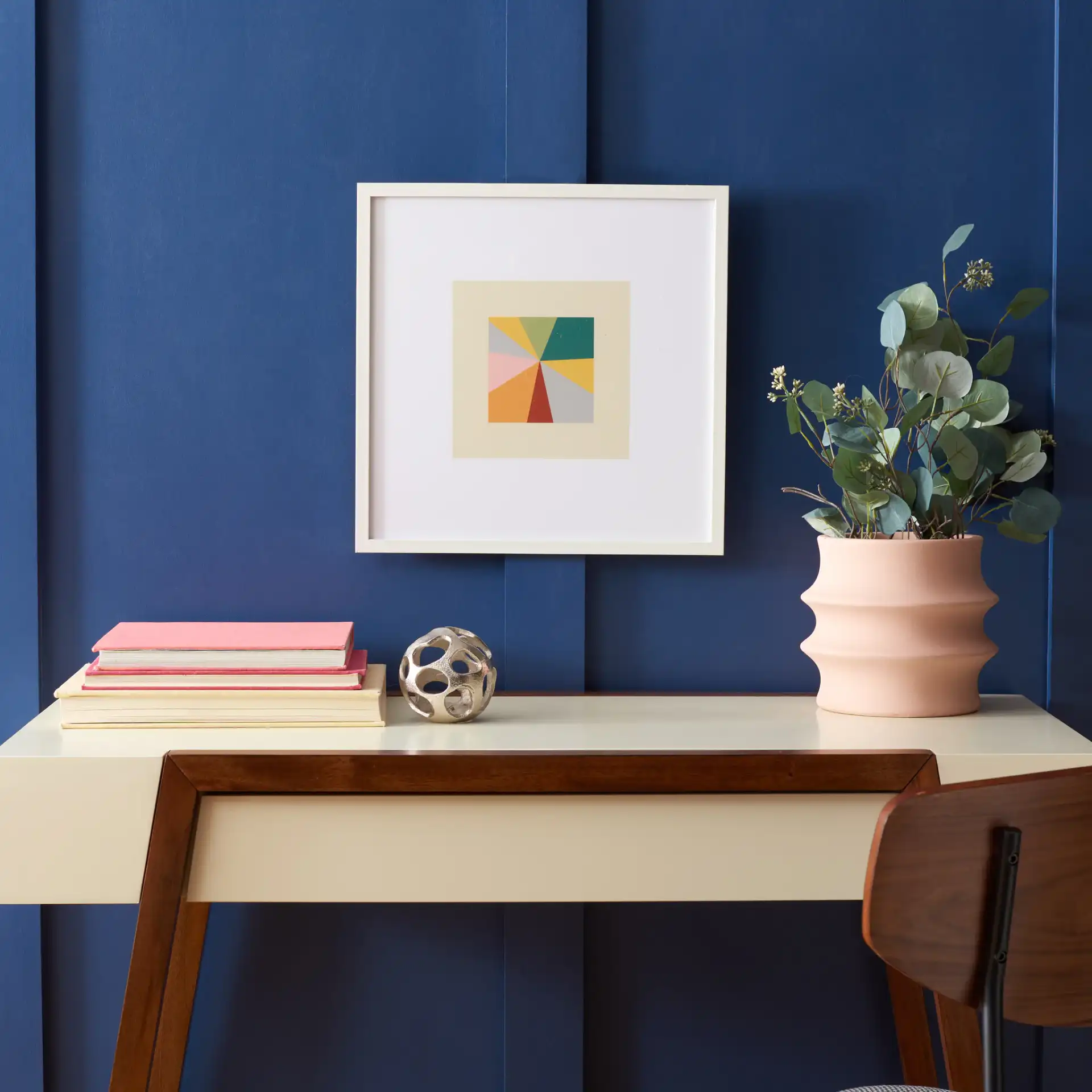 Cornerstone Of Color Wall Art in Yellow / Blue Green in a styled room