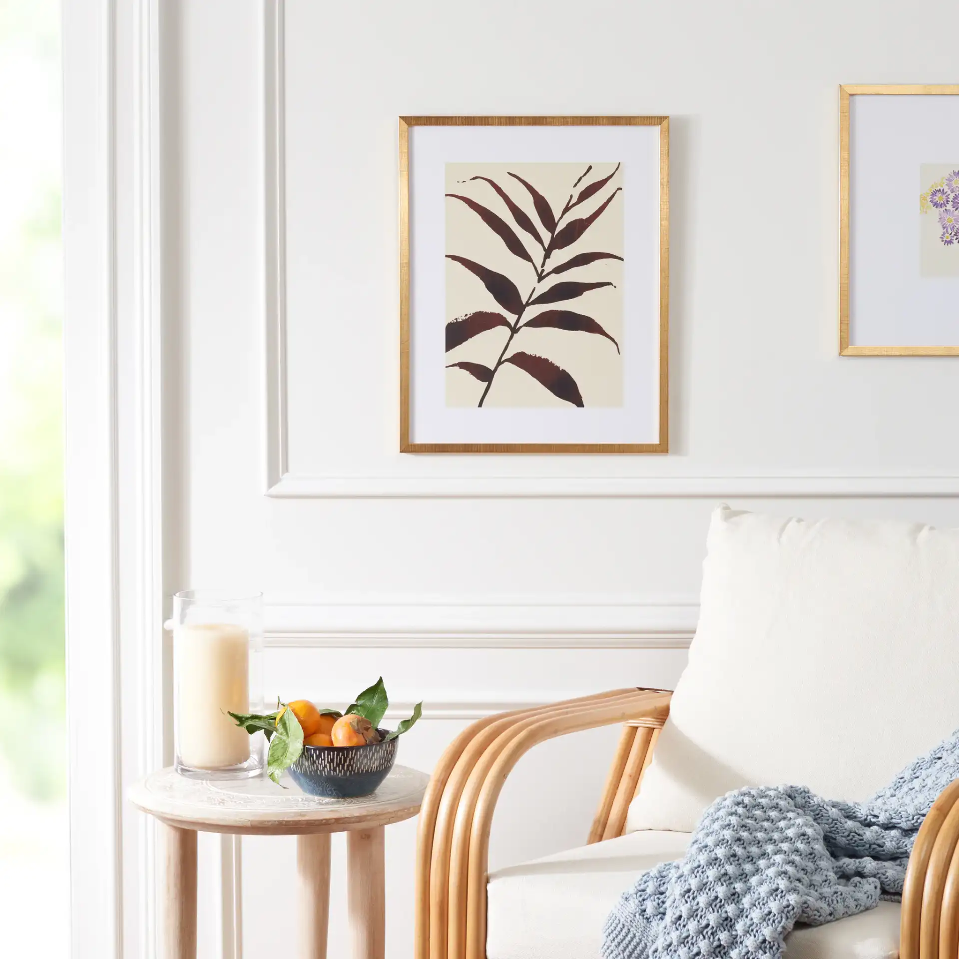 Everglade Evenings Wall Art in Burgundy / Antique Ivory in a styled room