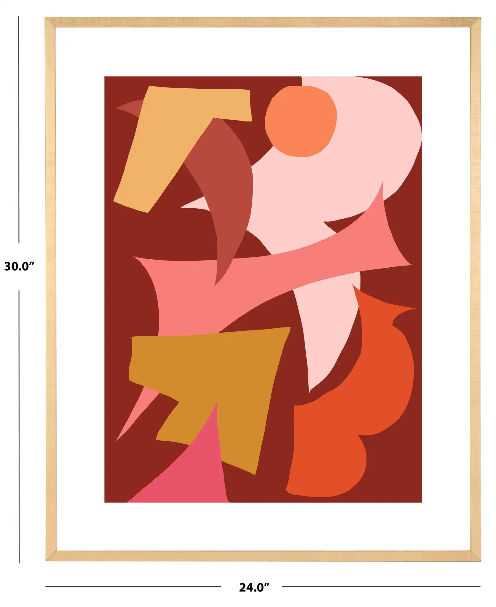 Tango Lessons 24X30 Wall Art in Salmon / Deep Red, detail view