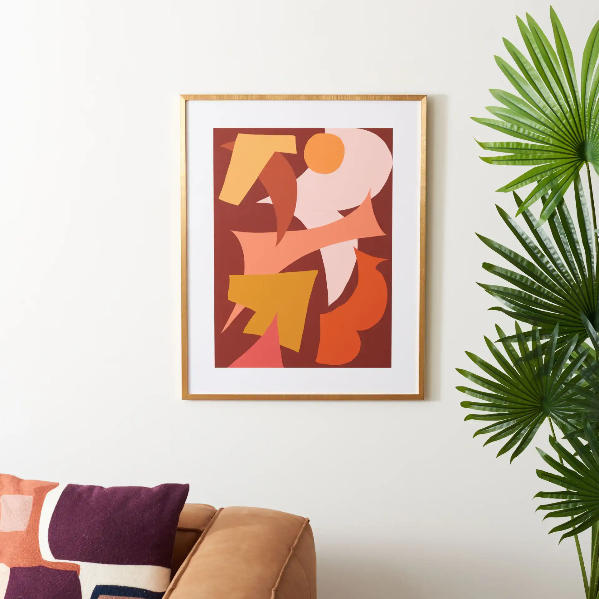 Tango Lessons 24X30 Wall Art in Salmon / Deep Red in a styled room