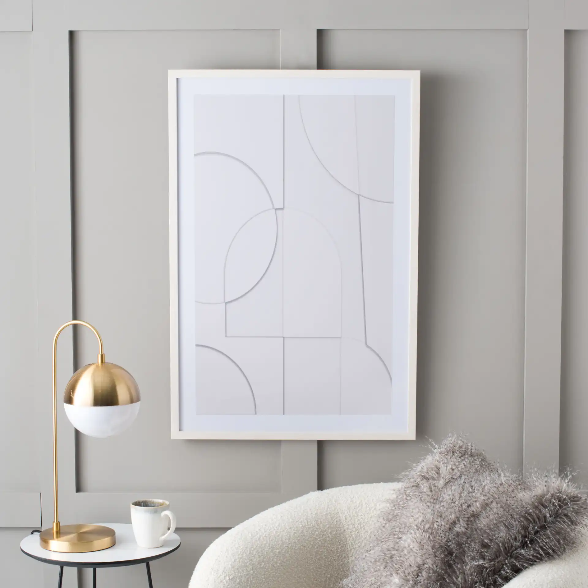 Peaceful Configuration Wall Art in Ivory in a styled room