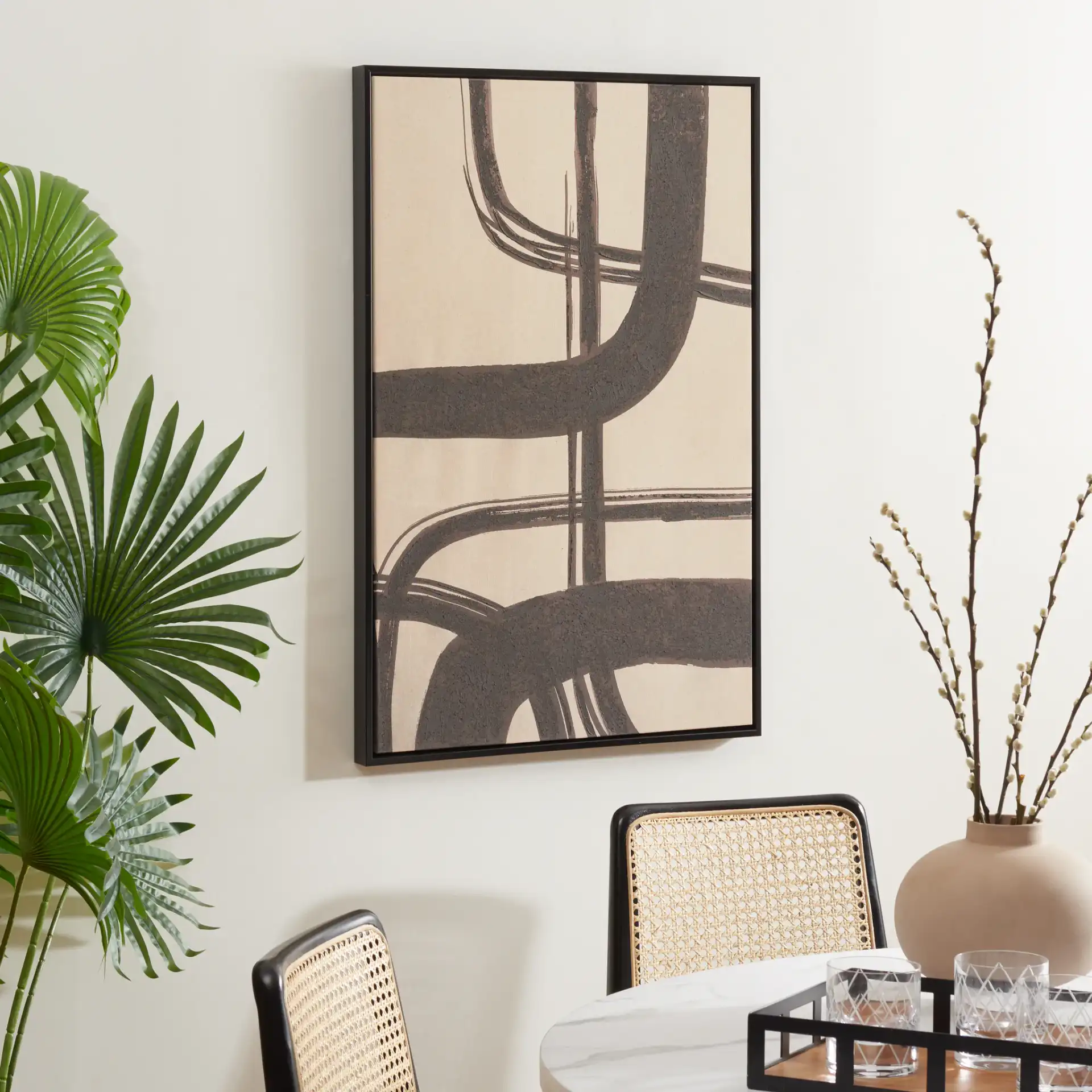 Inky Freeway 24 X 36 Wall Art in Taupe / Brown in a styled room