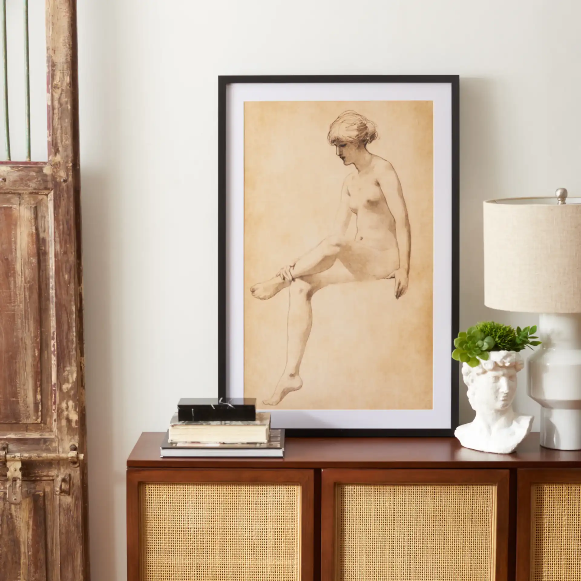 Easy Elegance Wall Art in Antique Ivory / Black in a styled room