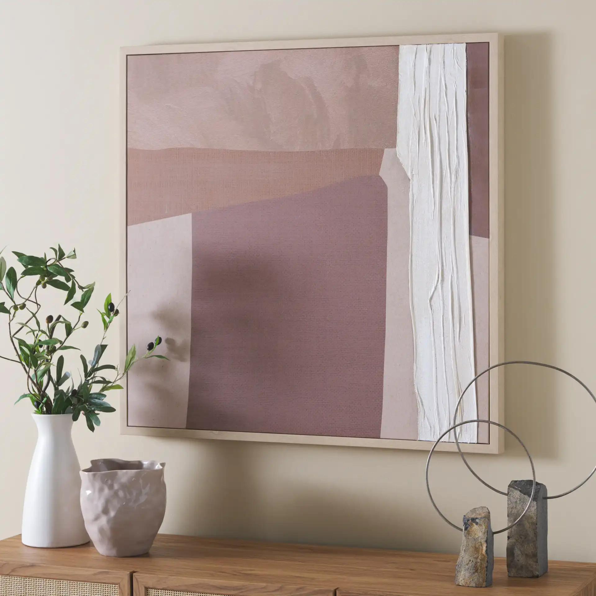 Boardwalk Dunes Art in Brown in a styled room