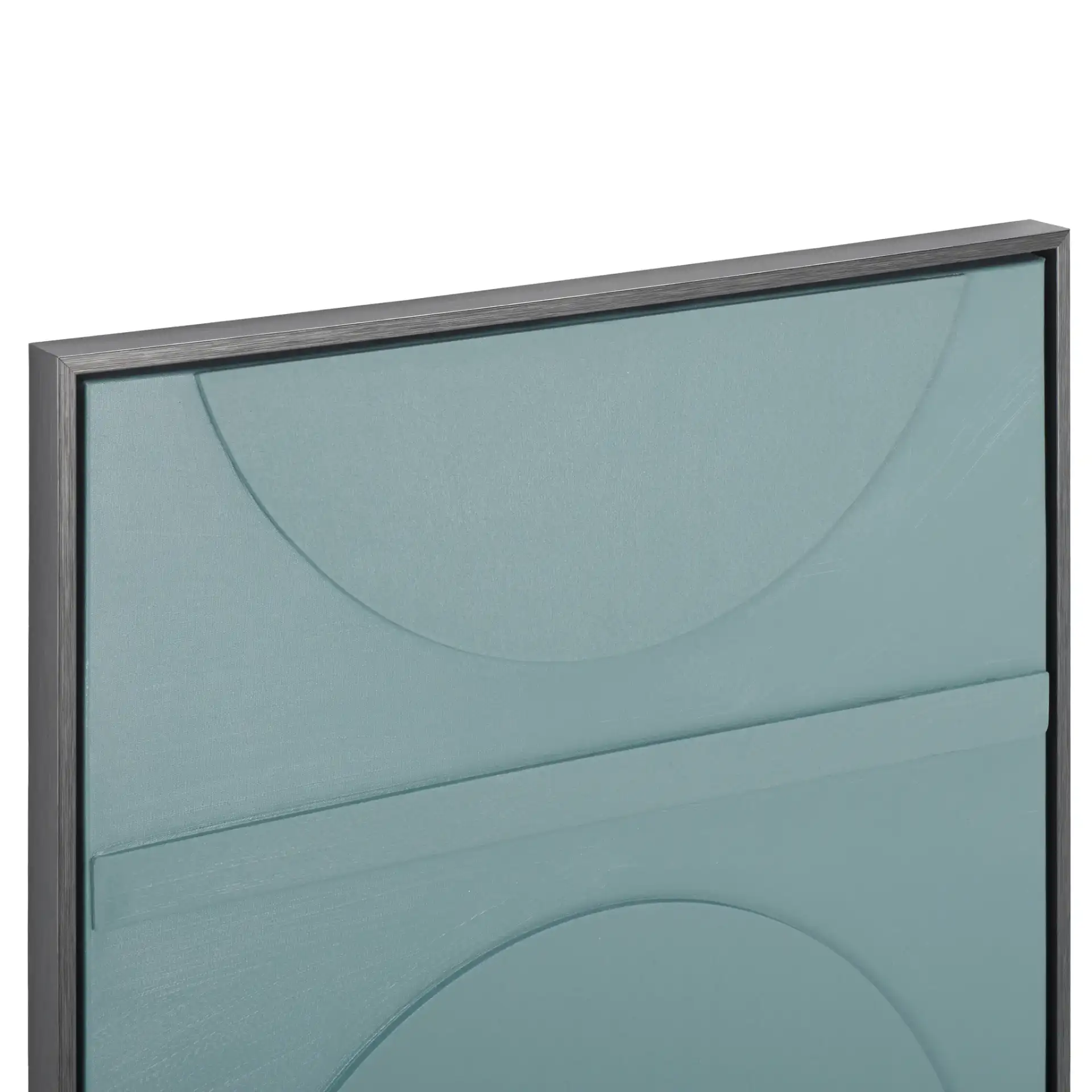Around The Block Art in Blue Gray in a styled room