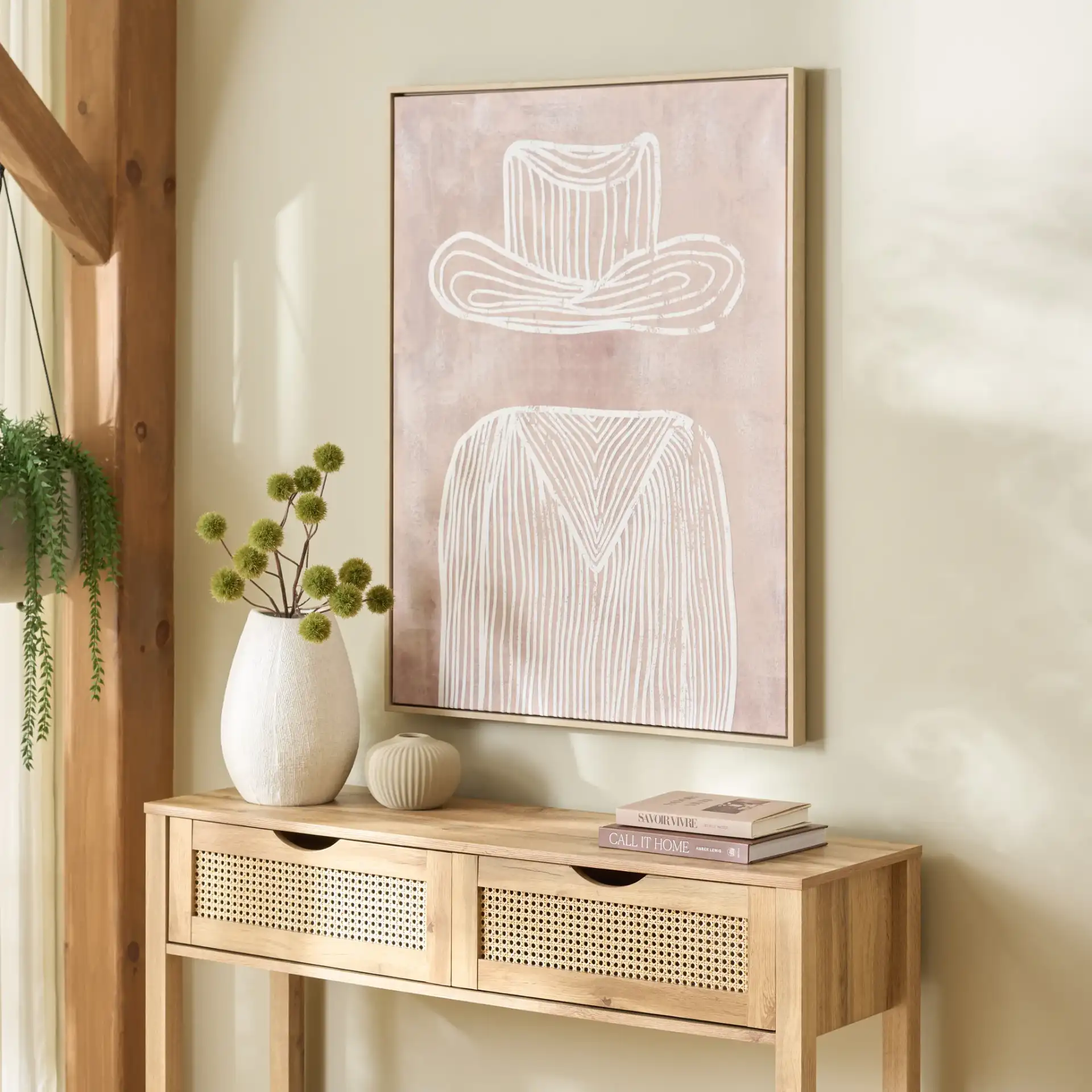 The Stranger 30X40 Art in Mauve in a styled room