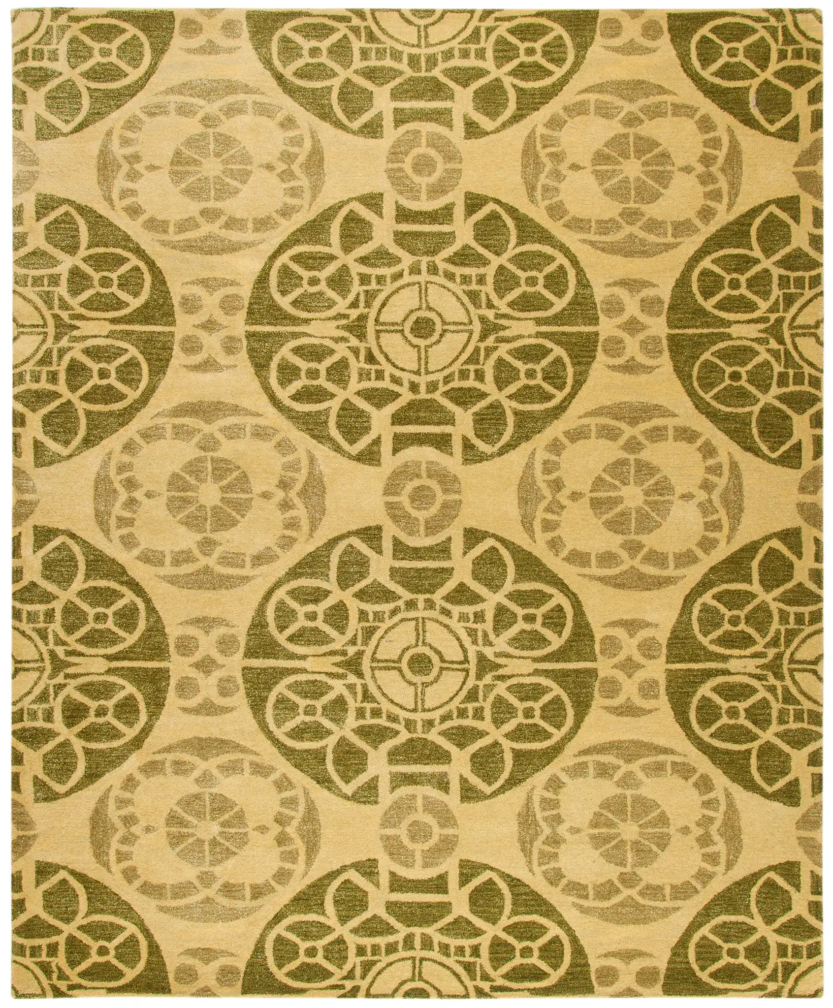 Wyndham Circular Medallion Hand-Tufted Rug in Honey / Green