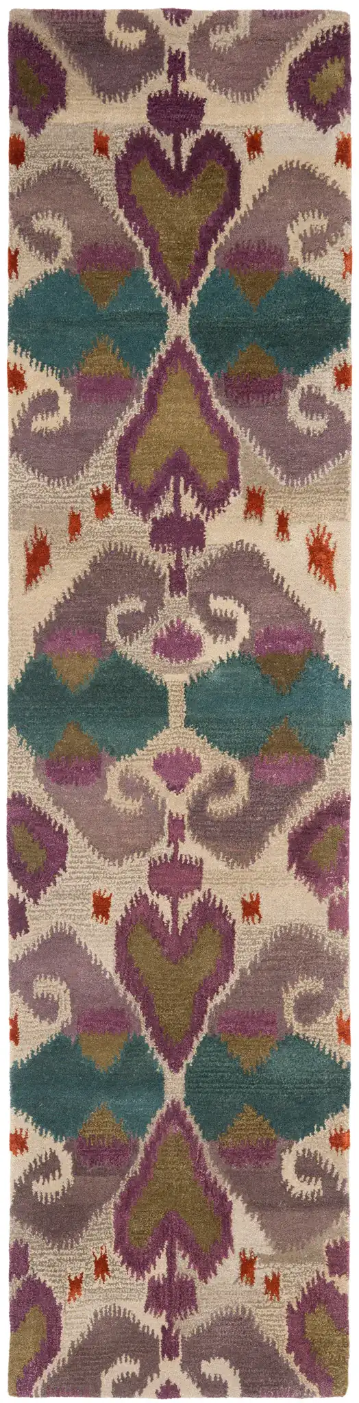 Wyndham Ikat Medallion Wool Rug in Ivory / Multicolor, detail view
