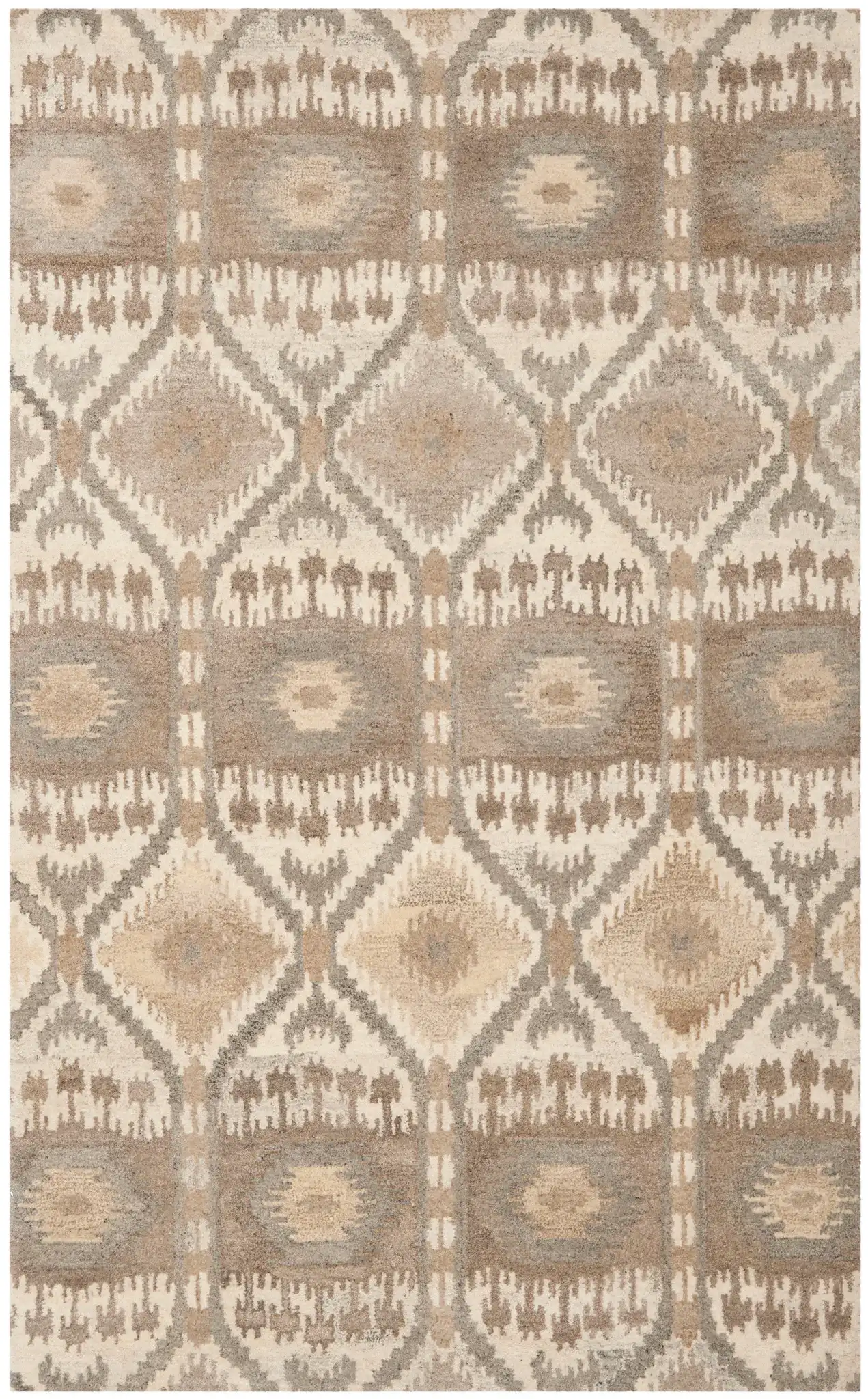 Wyndham Ikat Diamond Hand-Tufted Wool Rug in Natural / Multicolor, detail view
