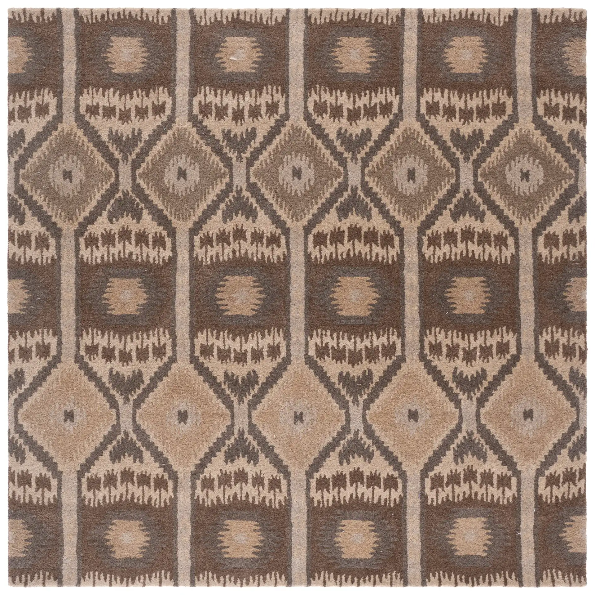 Wyndham Ikat Diamond Hand-Tufted Wool Rug in Natural / Multicolor