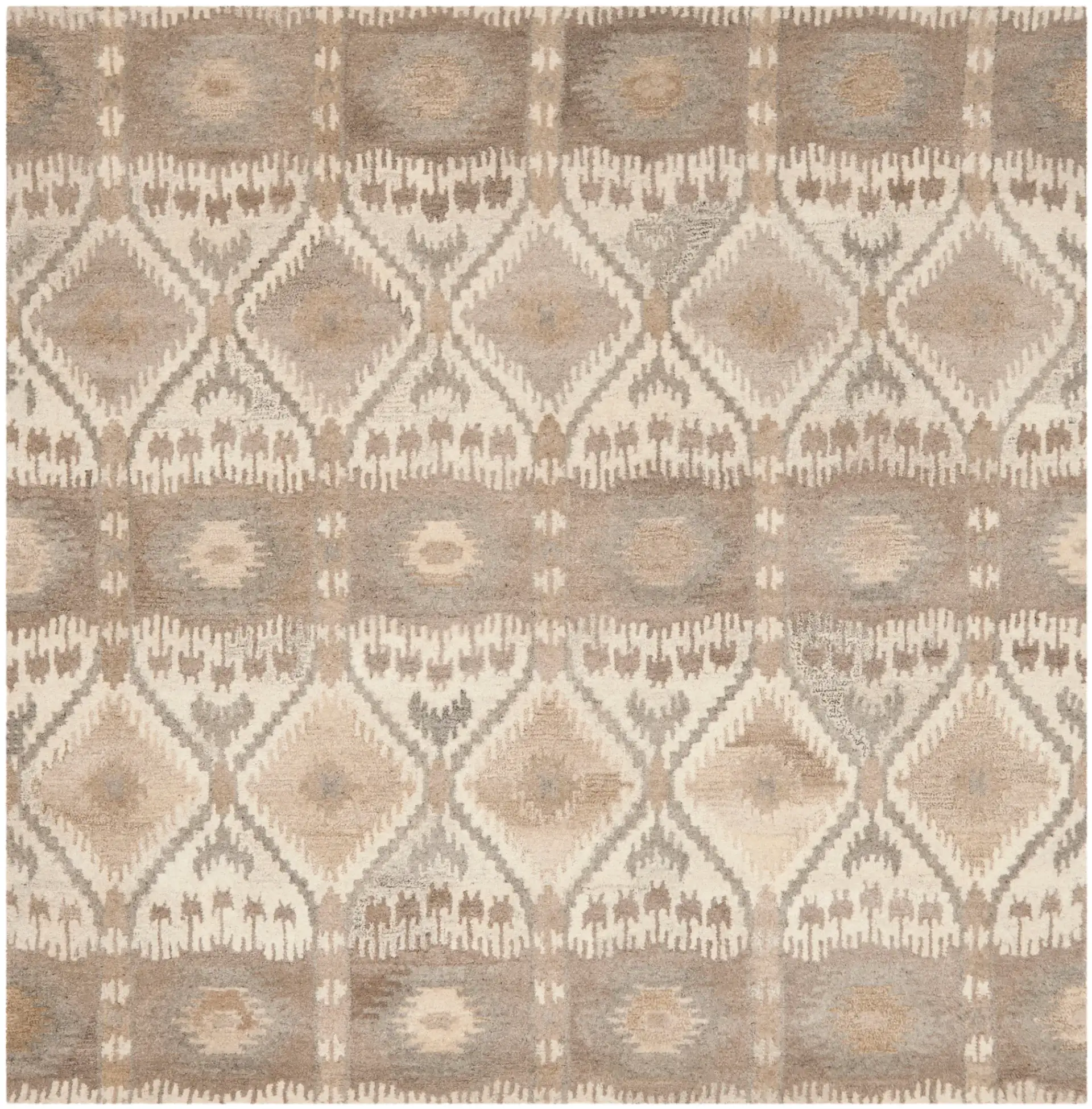 Wyndham Ikat Diamond Hand-Tufted Wool Rug in Natural / Multicolor, detail view