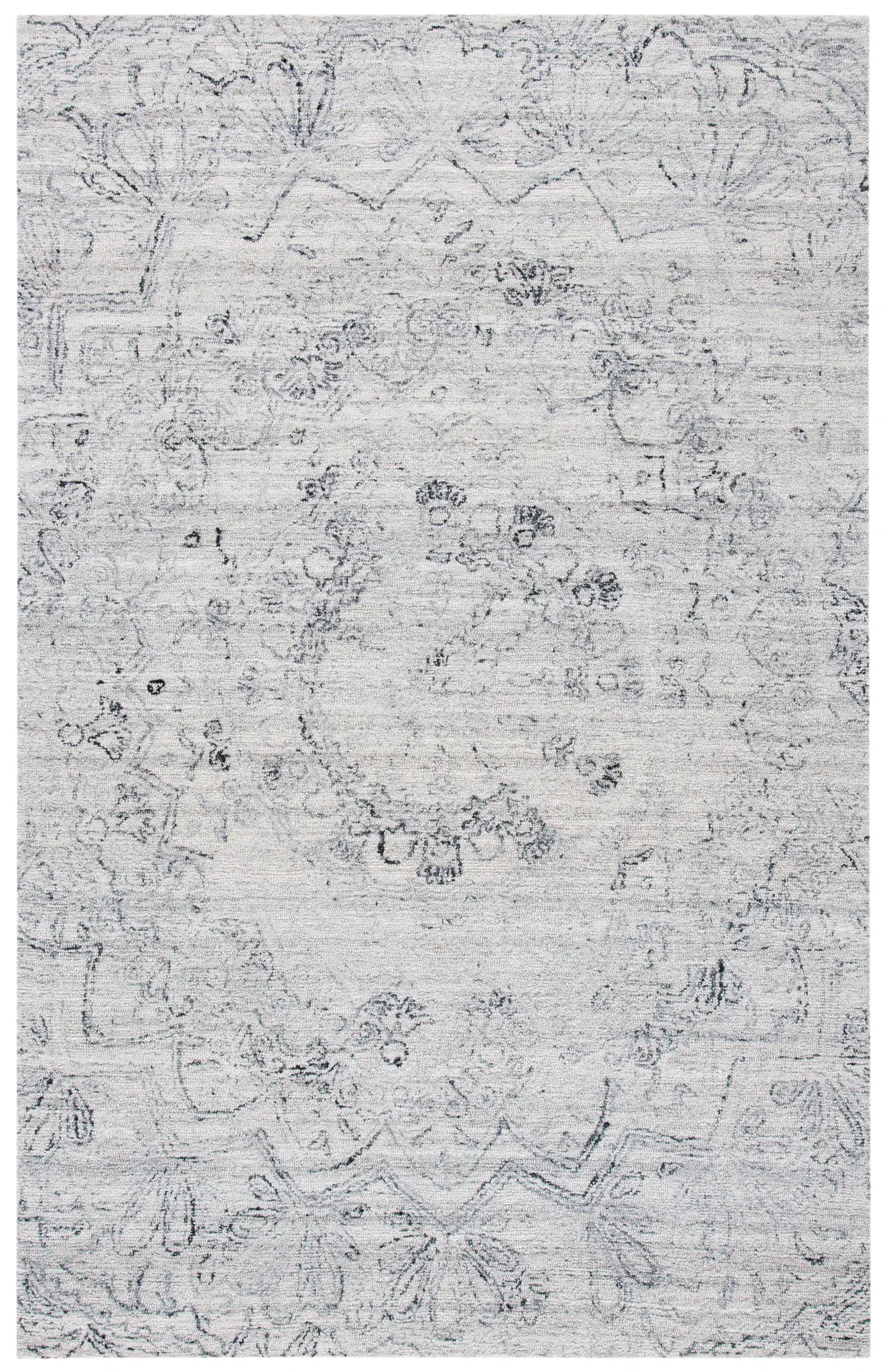 Abstract Transitional Medallion Hand-Tufted Rug