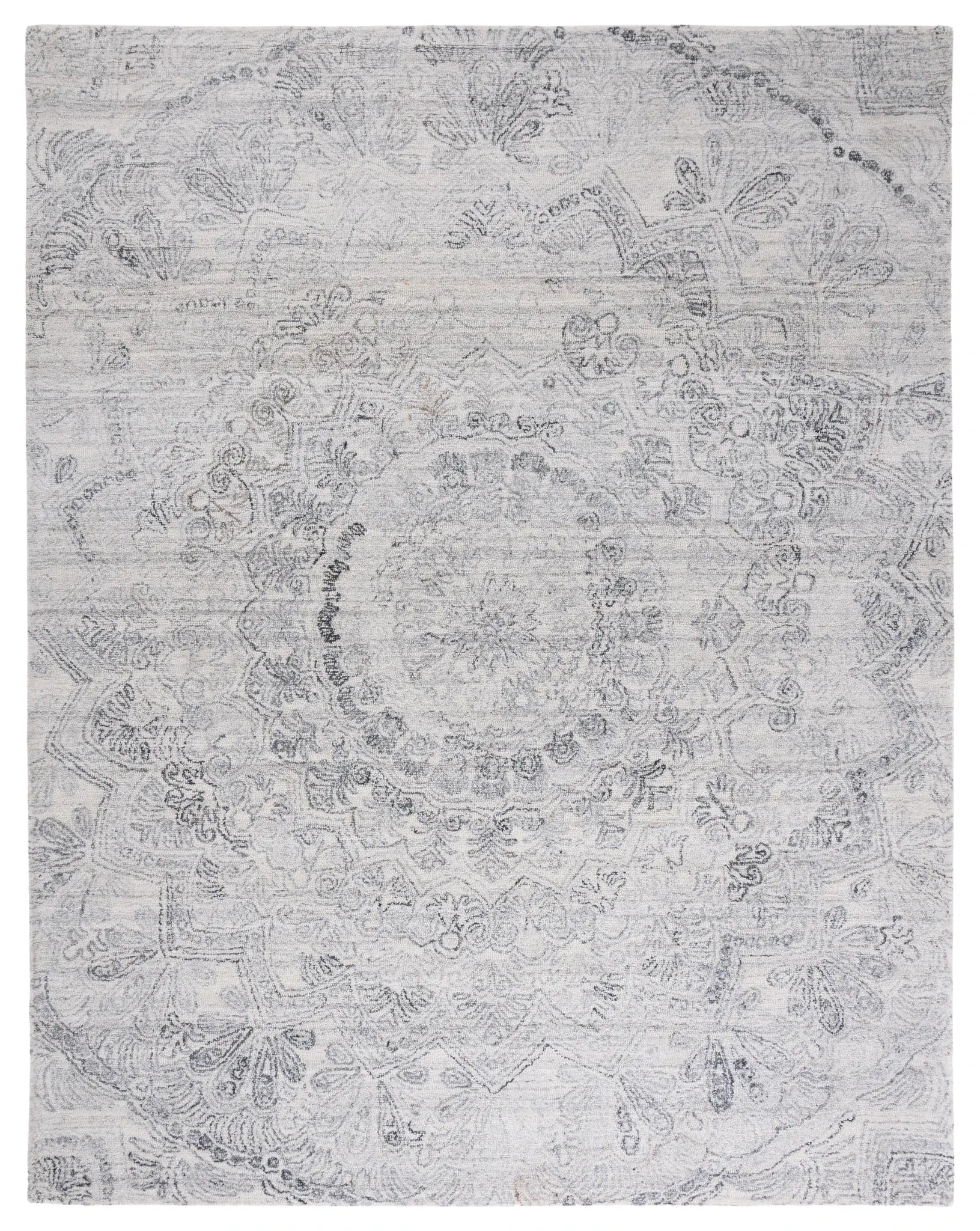 Abstract Transitional Medallion Hand-Tufted Rug