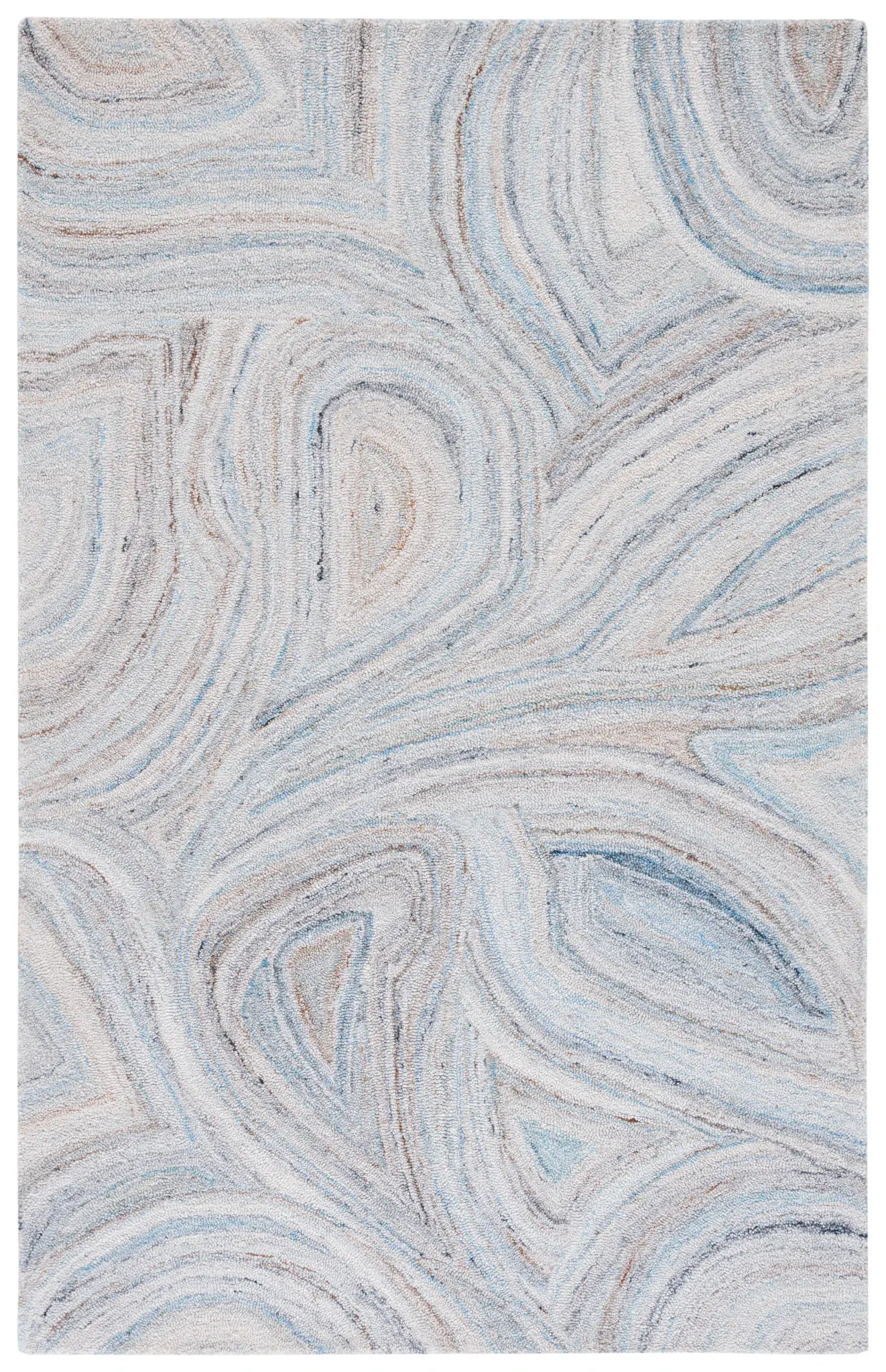 Abstract Swirling Waves Hand-Tufted Rug