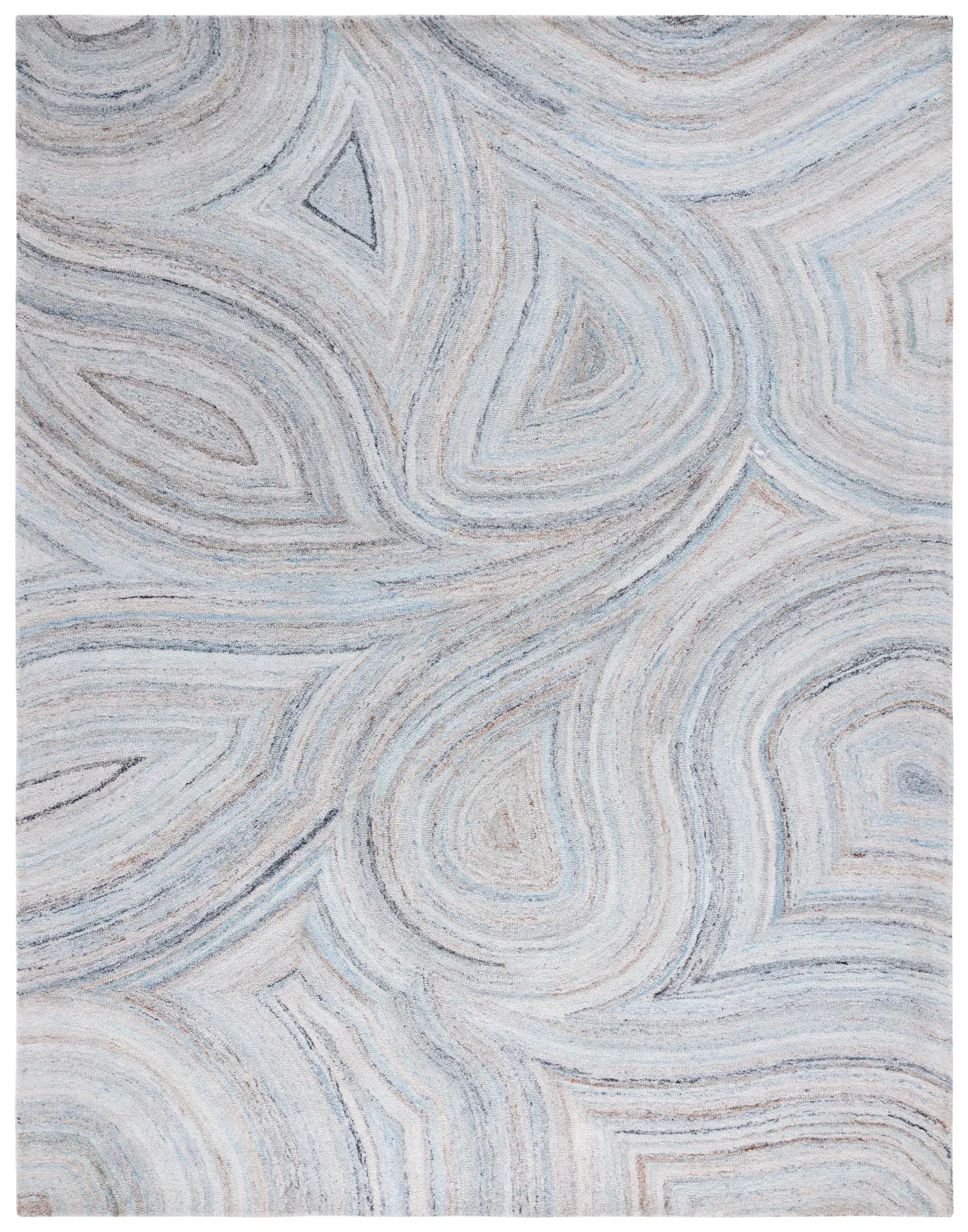 Abstract Swirling Waves Hand-Tufted Rug