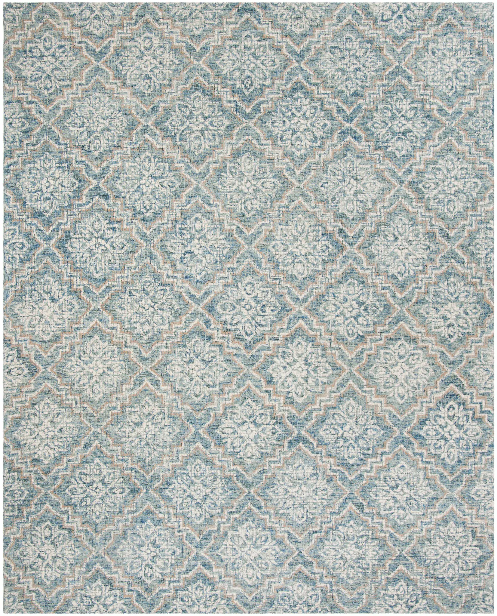 Abstract Geometric Trellis Hand-Tufted Wool Rug