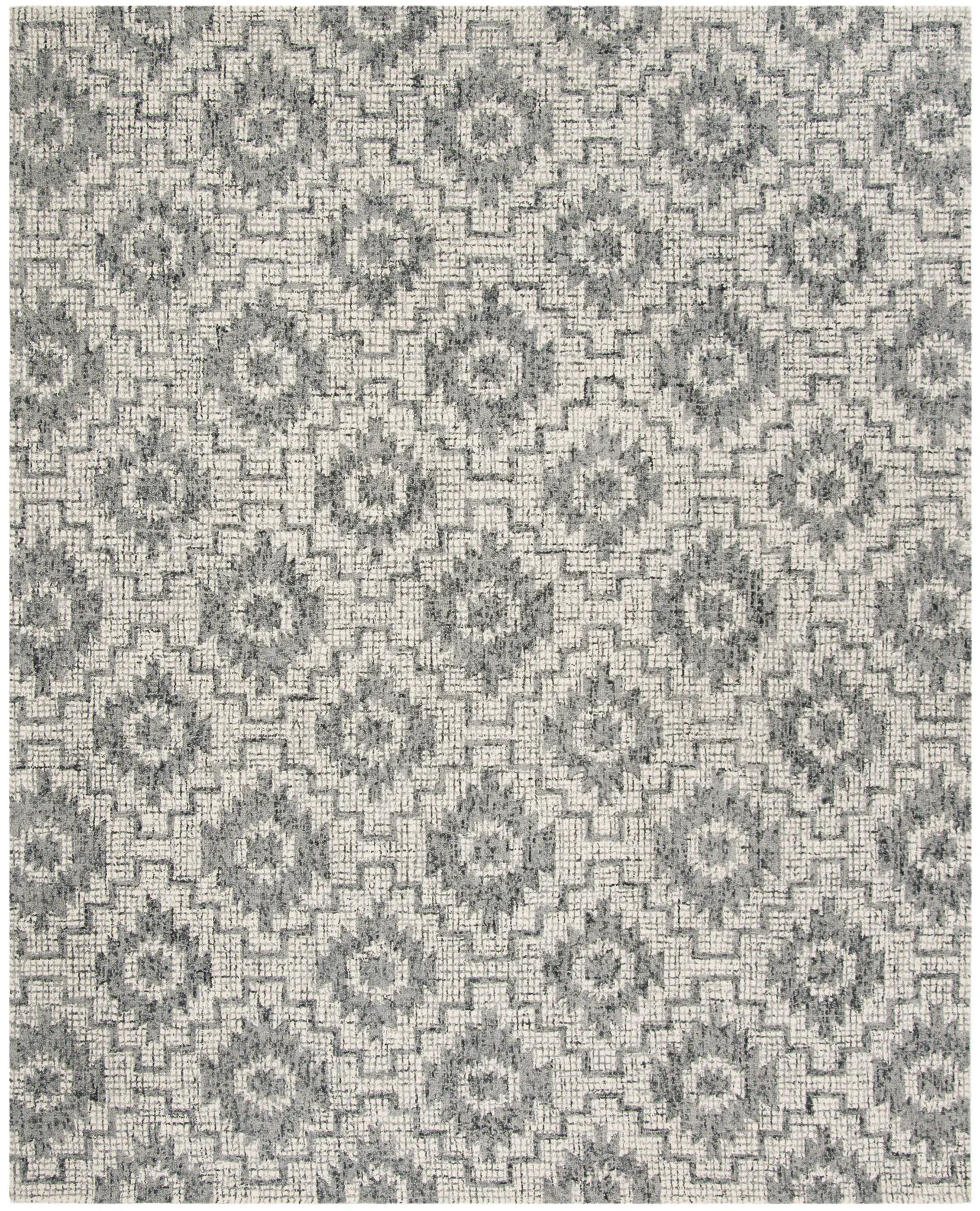Abstract Allover Tribal Hand-Tufted Wool Rug