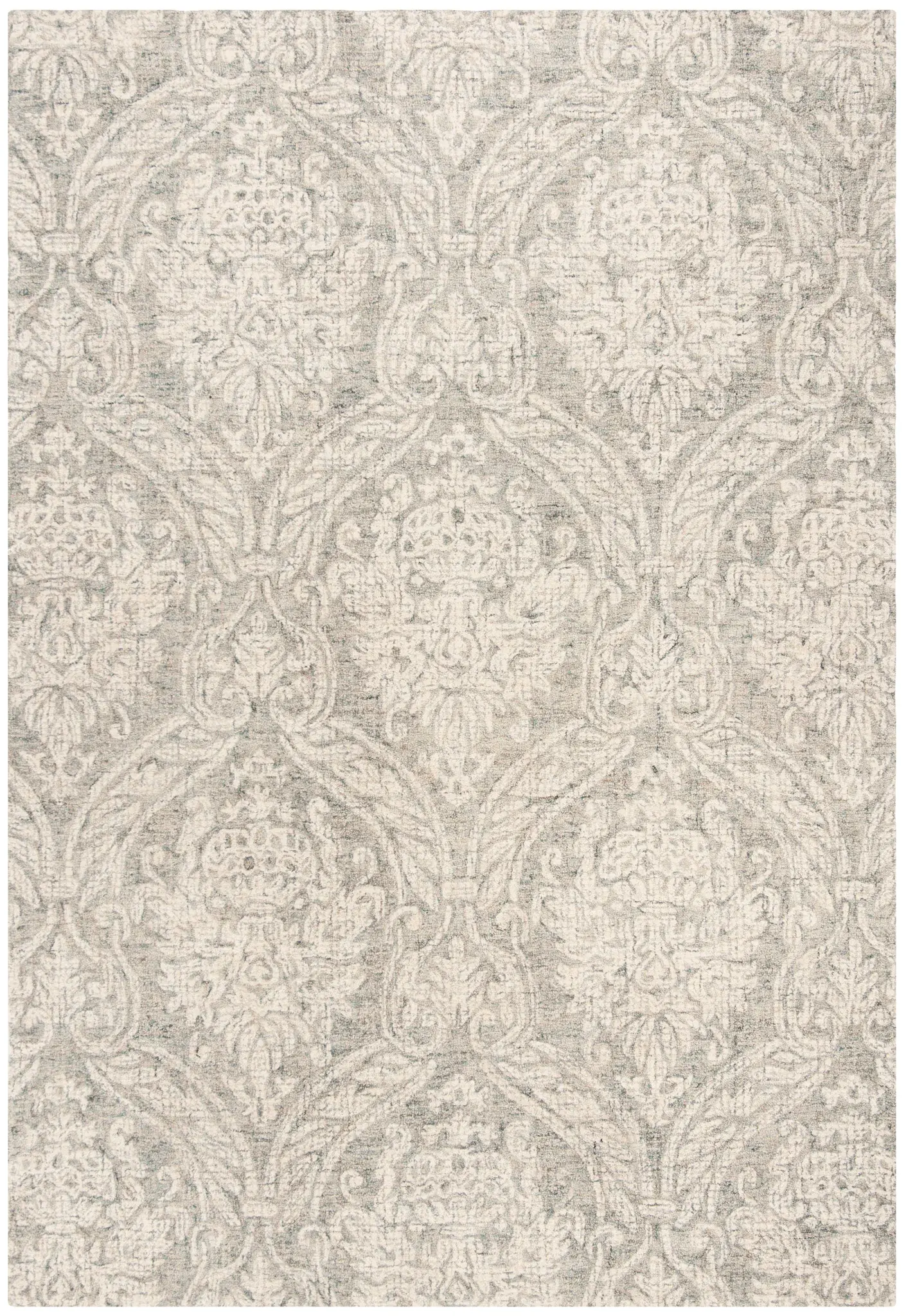 Abstract Traditional Damask Hand-Tufted Wool Rug