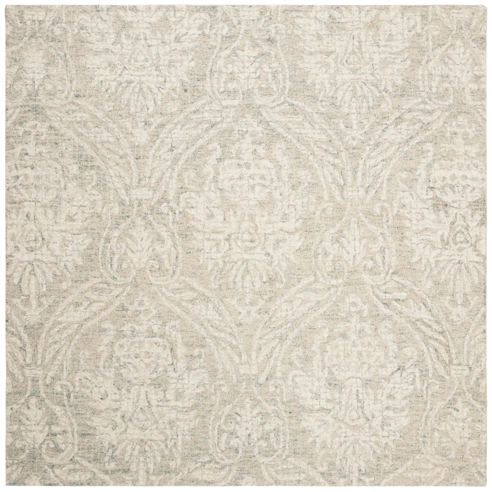 Abstract Traditional Damask Hand-Tufted Wool Rug